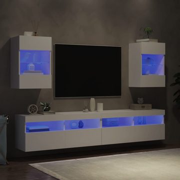 vidaXL TV-Schrank TV-Wandschränke mit LED-Leuchten 2 Stk Weiß 40x30x60,5 cm