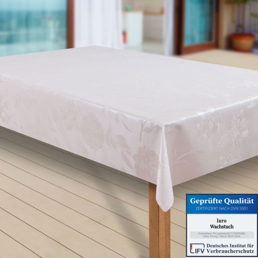 laro Tischdecke Wachstuch-Tischdecken Abwaschbar Dhalia Creme rechteckig günstig online kaufen