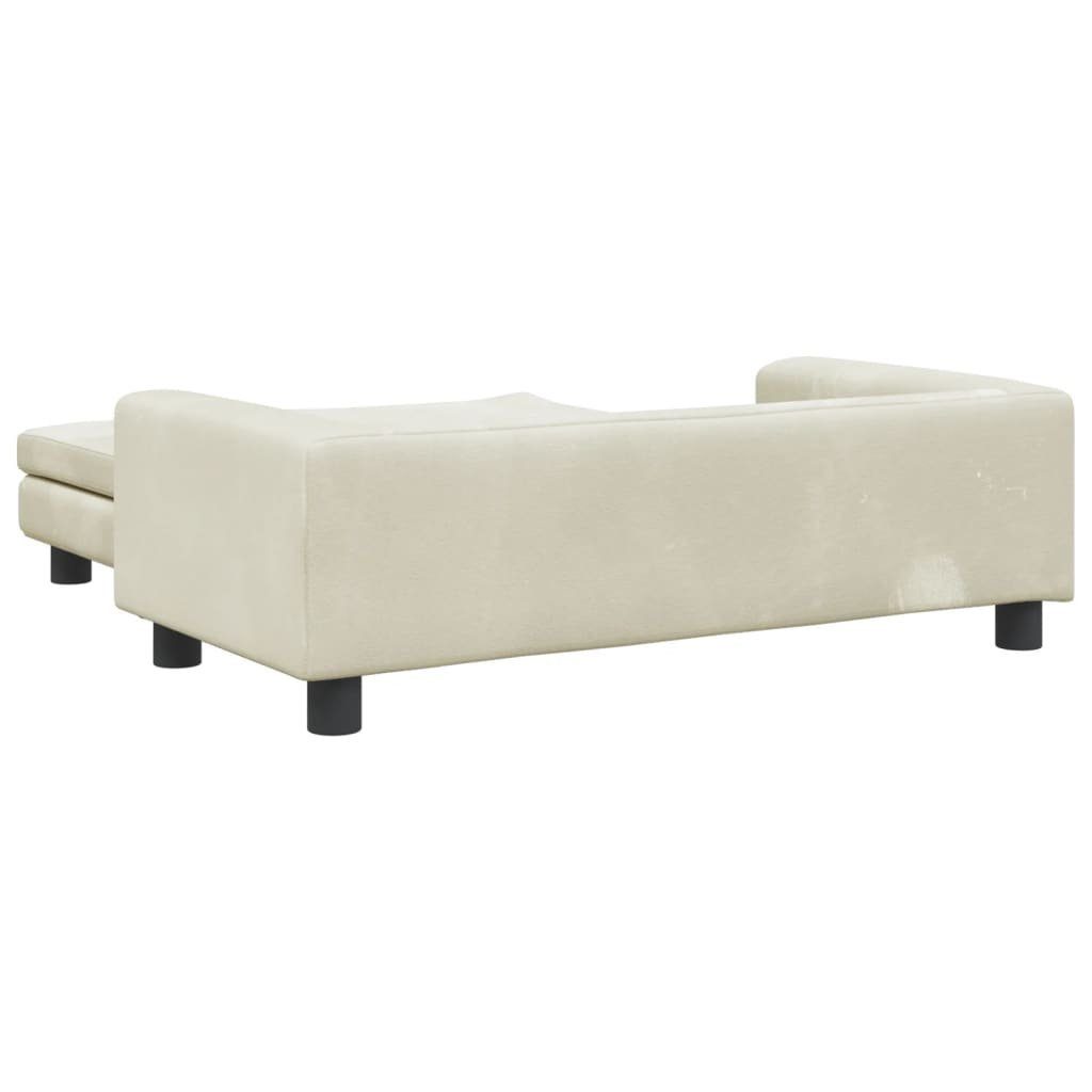 vidaXL Kindersofa NA Kindersofa mit Hocker Creme 100x50x30 cm Samt Kindercouch Kindermöb