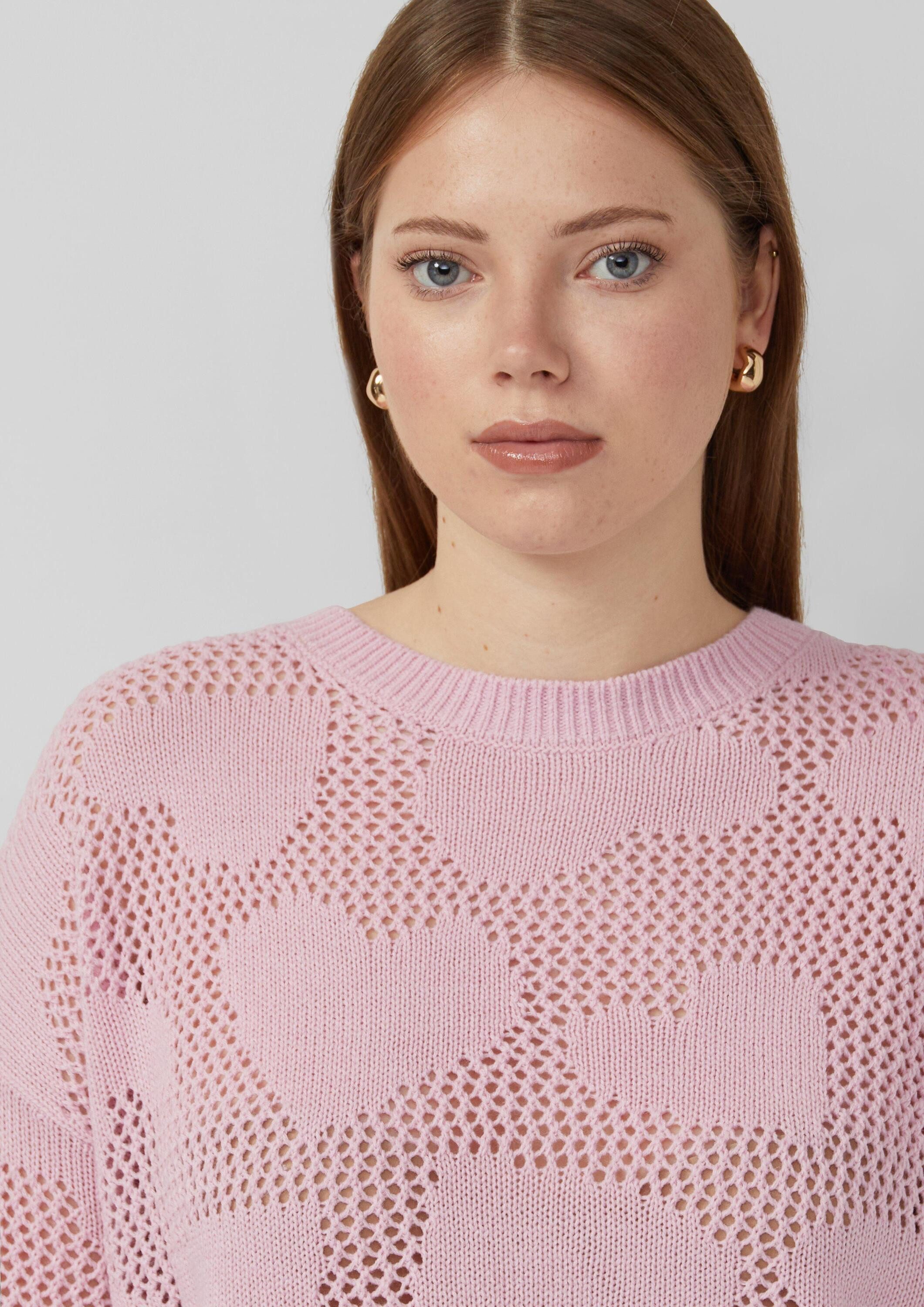 QS Longpullover Strickpullover Transparenter Pullover