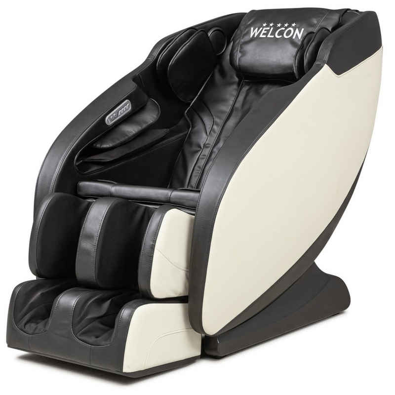 WELCON Massagesessel Massagesessel WELCON PRESTIGE II in beige/braun oder schwarz/weiß mit Wärmefunktion, USB-Ladeanschluss, Bluetooth-Lautsprecher