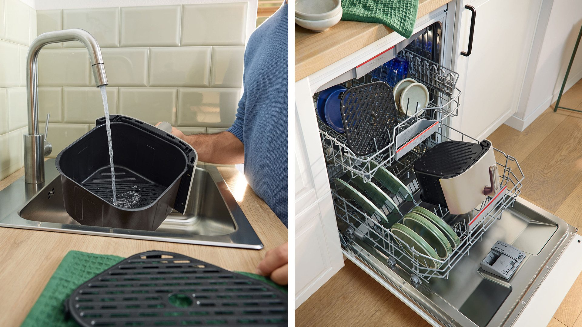 BOSCH Heißluftfritteuse Air Fryer Serie 4, MAF462C0, 6,1l, 2 Heizelemente, 7 Programme, creme, 2050 W, Auftaufunktion, Korb/Gitter spülm.geeignet – Bild 5 von 5