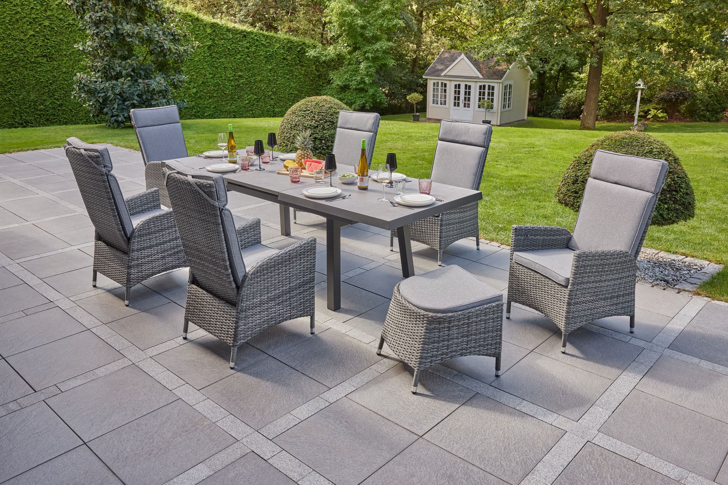LC Garden Gartenstuhl »Vivera« Dining Positionsstuhl Verstellsessel omega anthrazit inkl.