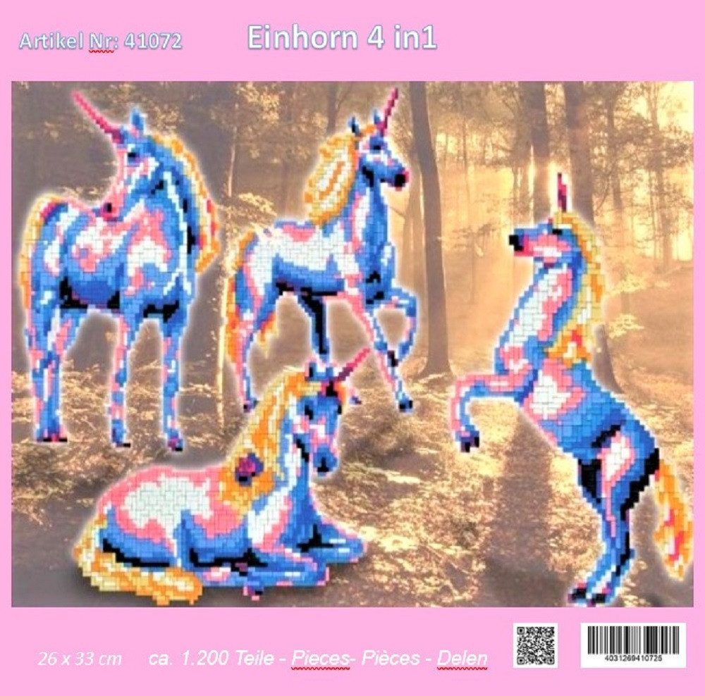 Stick it Steckpuzzle Einhorn 4 in 1, 1200 Puzzleteile, Bildgröße je 26 x 33 cm