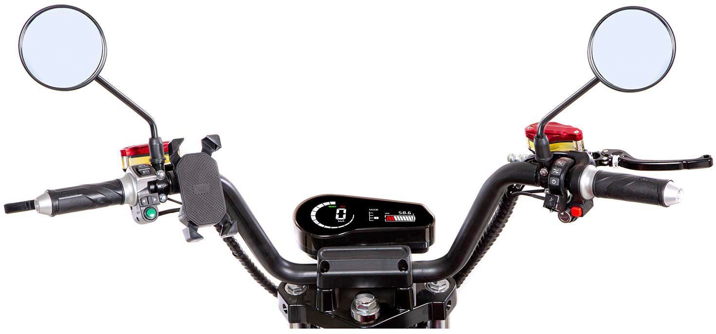 SXT Scooters E-Motorroller Ah-Akku PRO, Chopper 45 weinrot km/h, 45 glänzend mit XL