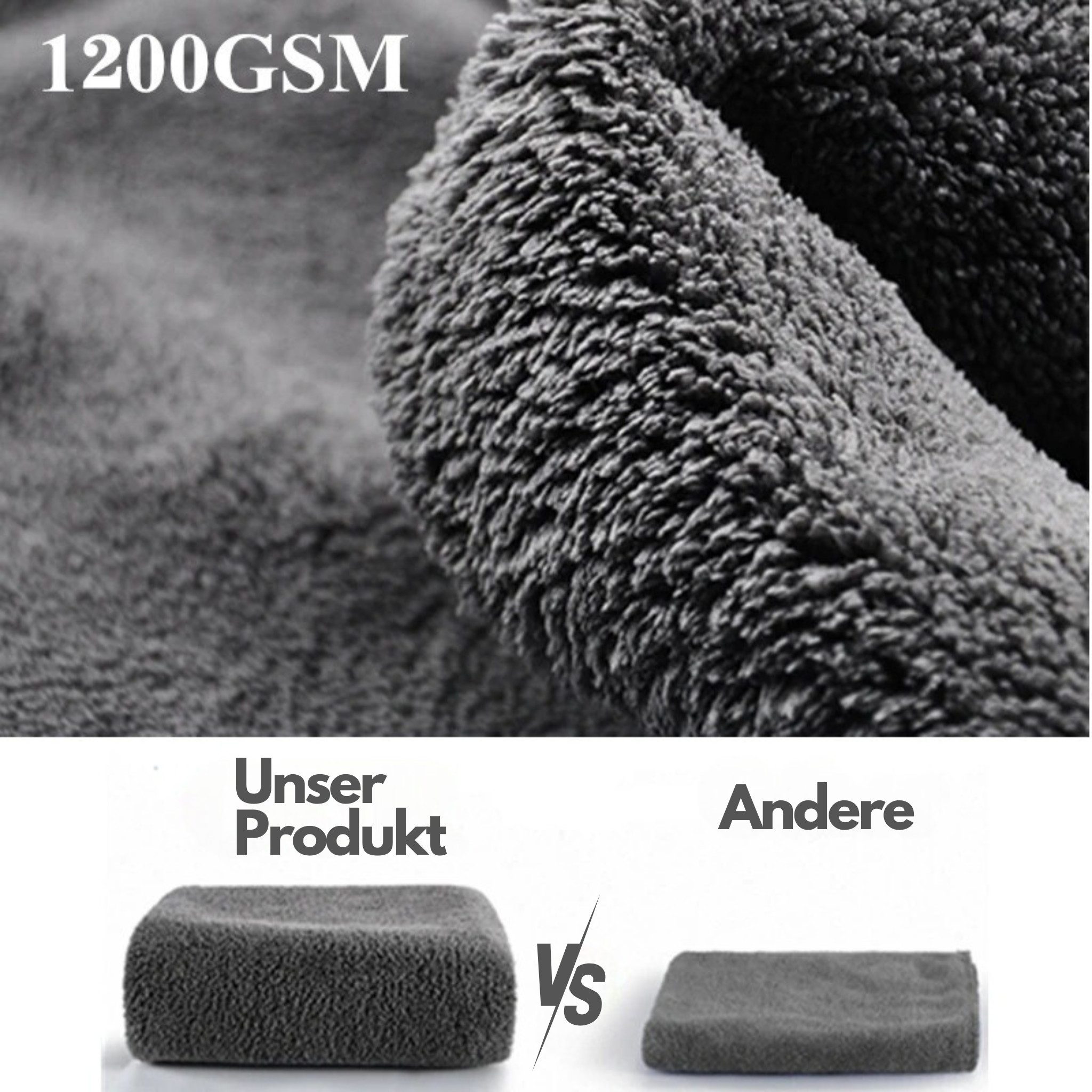 HS.SUPPLY Premium Autopflege Tuch 1200gsm, Autopflege Mikrofaser Mikrofasertuch (40, Extrem flauschig mit extremer Saugkraft, schonende Pflege für Ihr Auto)