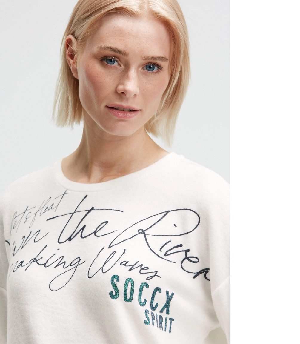 SOCCX Rundhalspullover,Flauschpullover mit Wording Print günstig online kaufen