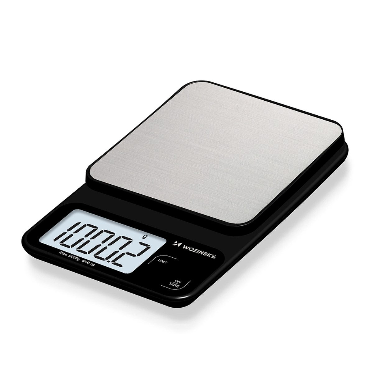 Wozinsky Küchenwaage WAK-2252, (2 AAA-Batterien, 1 Küchenwaage), 0,1-g-Einteilung, großes LCD, Tara und Milchvolumenmodus