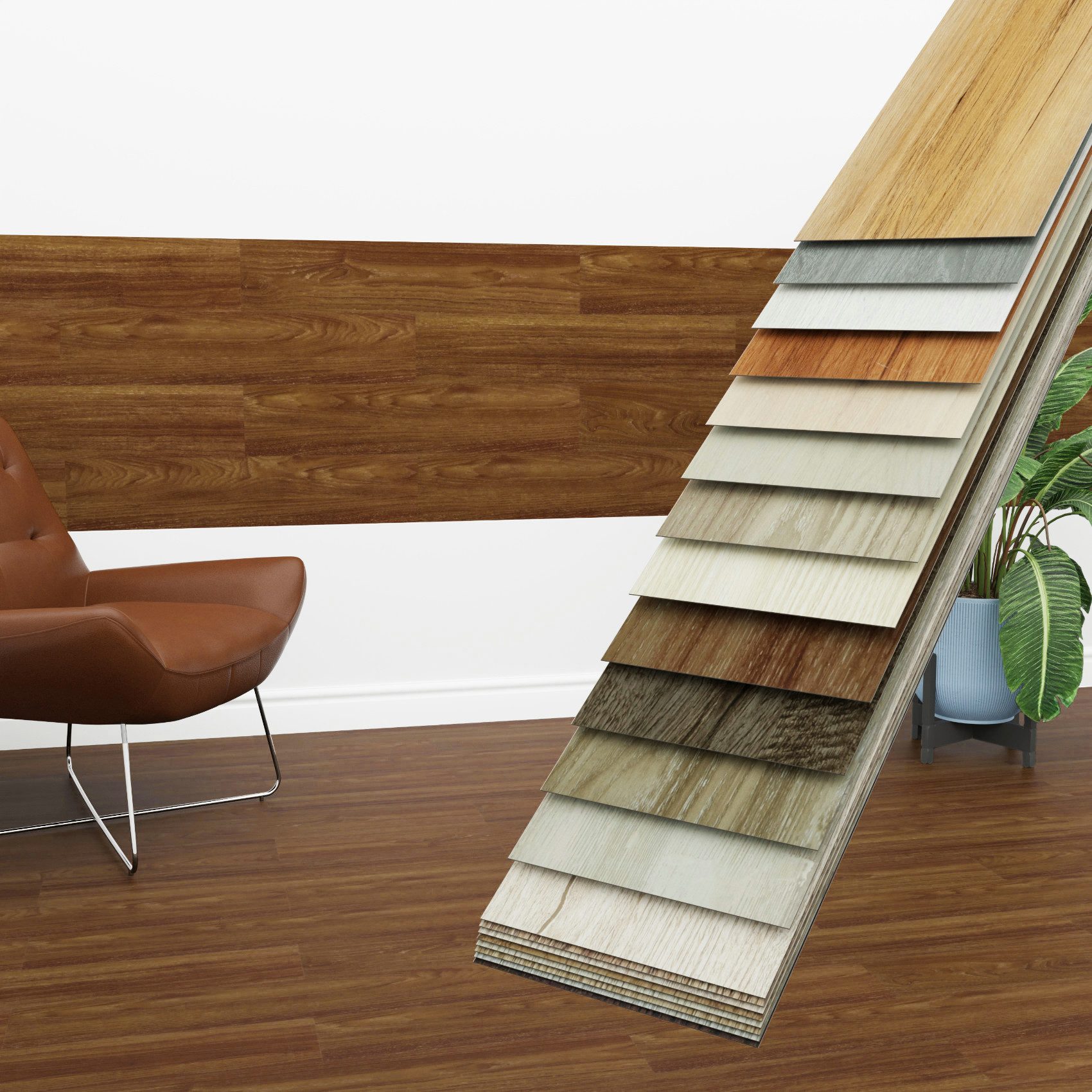 Hexim Vinylboden, Vinyldielen 0,97m² selbstklebend PVC Wandverkleidung Bodenbelag Holzoptik 91x15cm Paneele für Wand & Boden Holzdielen braun (7 Dielen Caramel Oak - 1811-11)