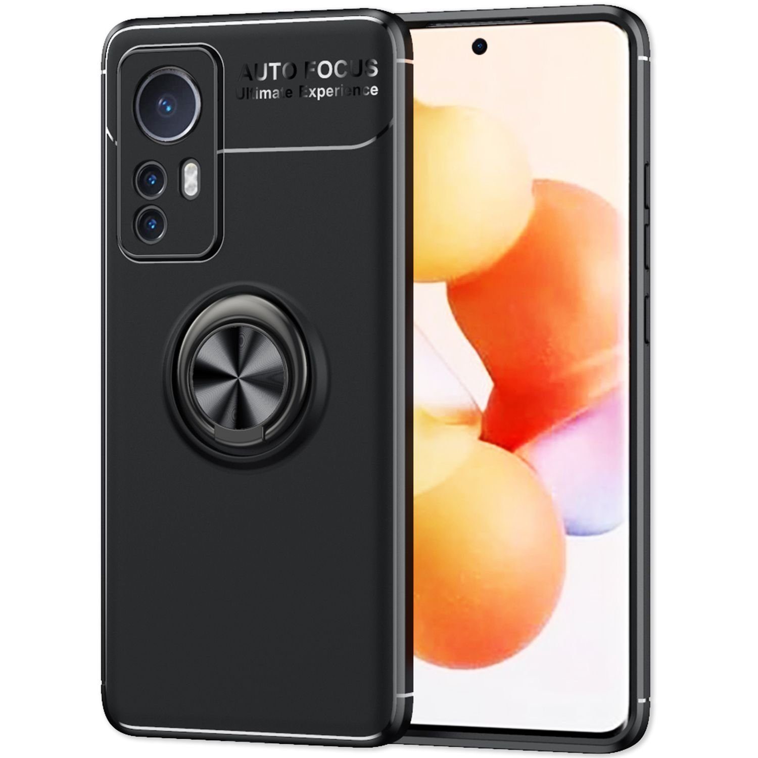 Nalia Smartphone-Hülle Xiaomi 12 Xiaomi 12X, Matte Ring Silikon Hülle / 360 Grad Ring / Standfunktion / Rutschfest