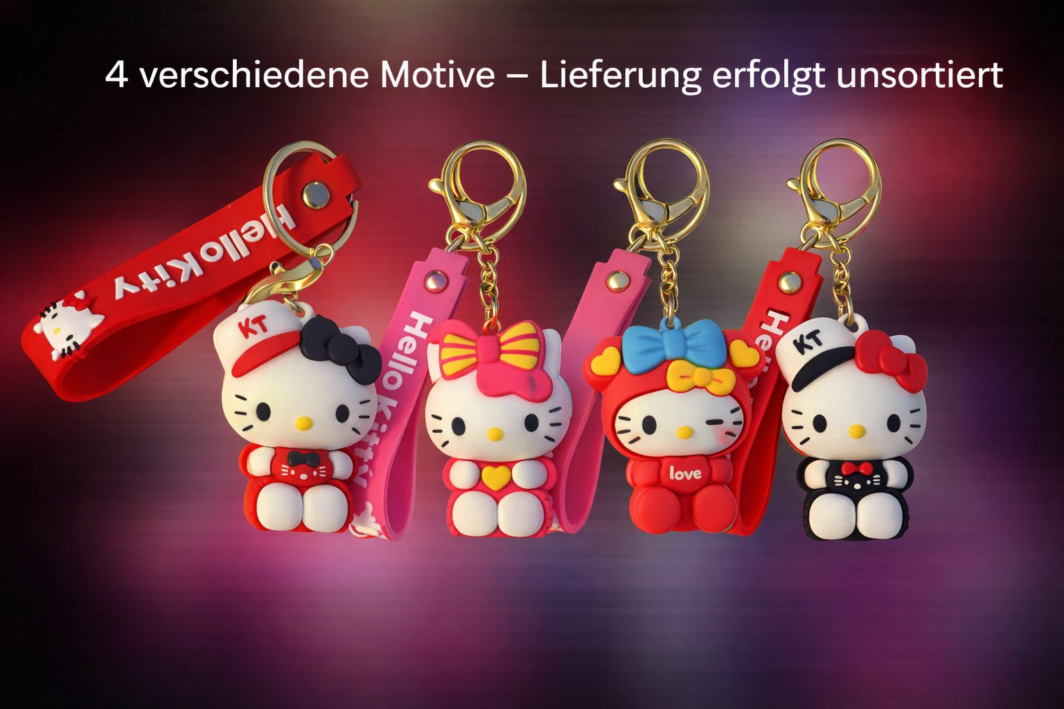 soma Schlüsselanhänger Hello Kitty 3D Schlüsselanhänger ca.5–7cm Sammelfigur,1 Stück zufällig (Set, 1-tlg., Geschenk-Set), Sammelfigur als 3D Anhänger, zufällig – Bild 5 von 5