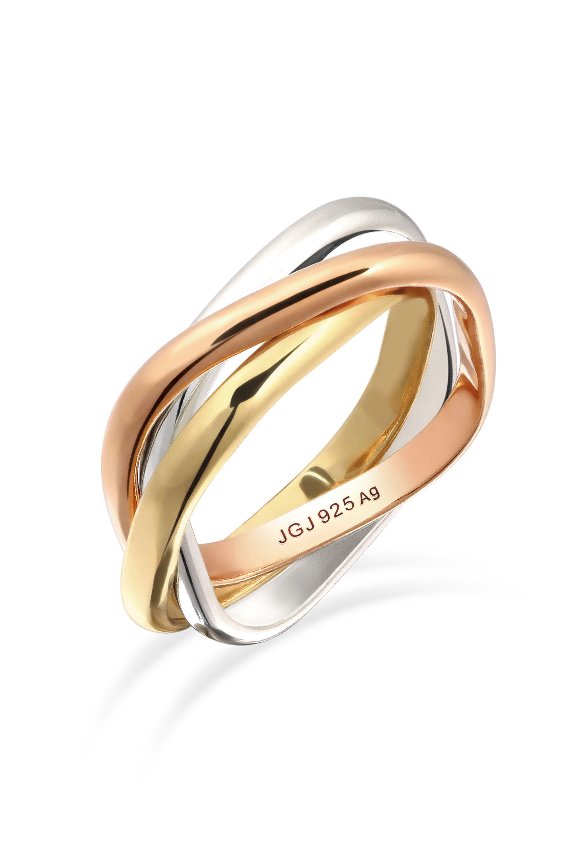 Elli Fingerring Wickelring Tri-Color 925 Sterling Silber vergoldet günstig online kaufen