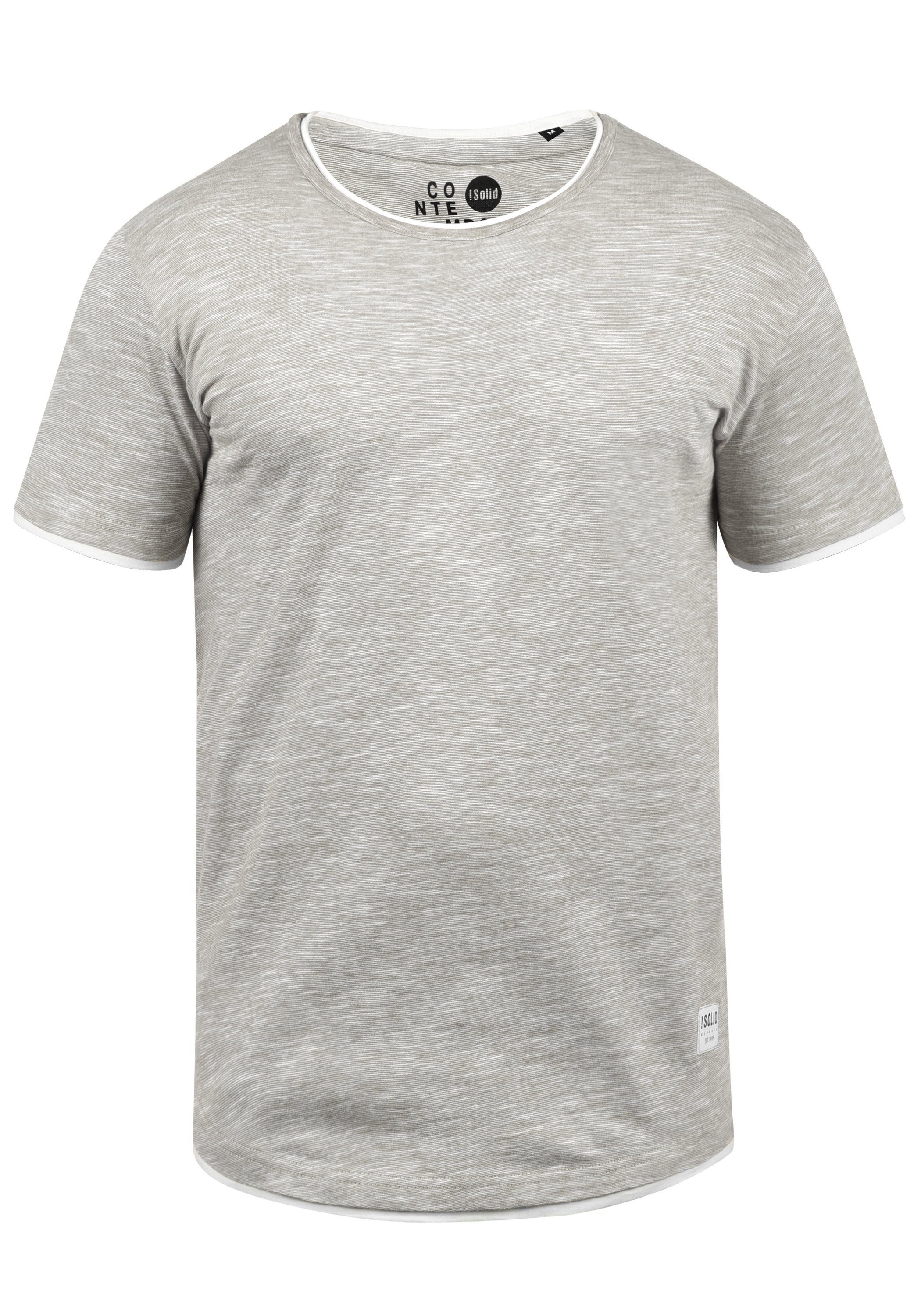 !Solid Rigos Herren T-Shirt Kurzarm Shirt mit Rundhalsausschnitt im Double-Layer-Look