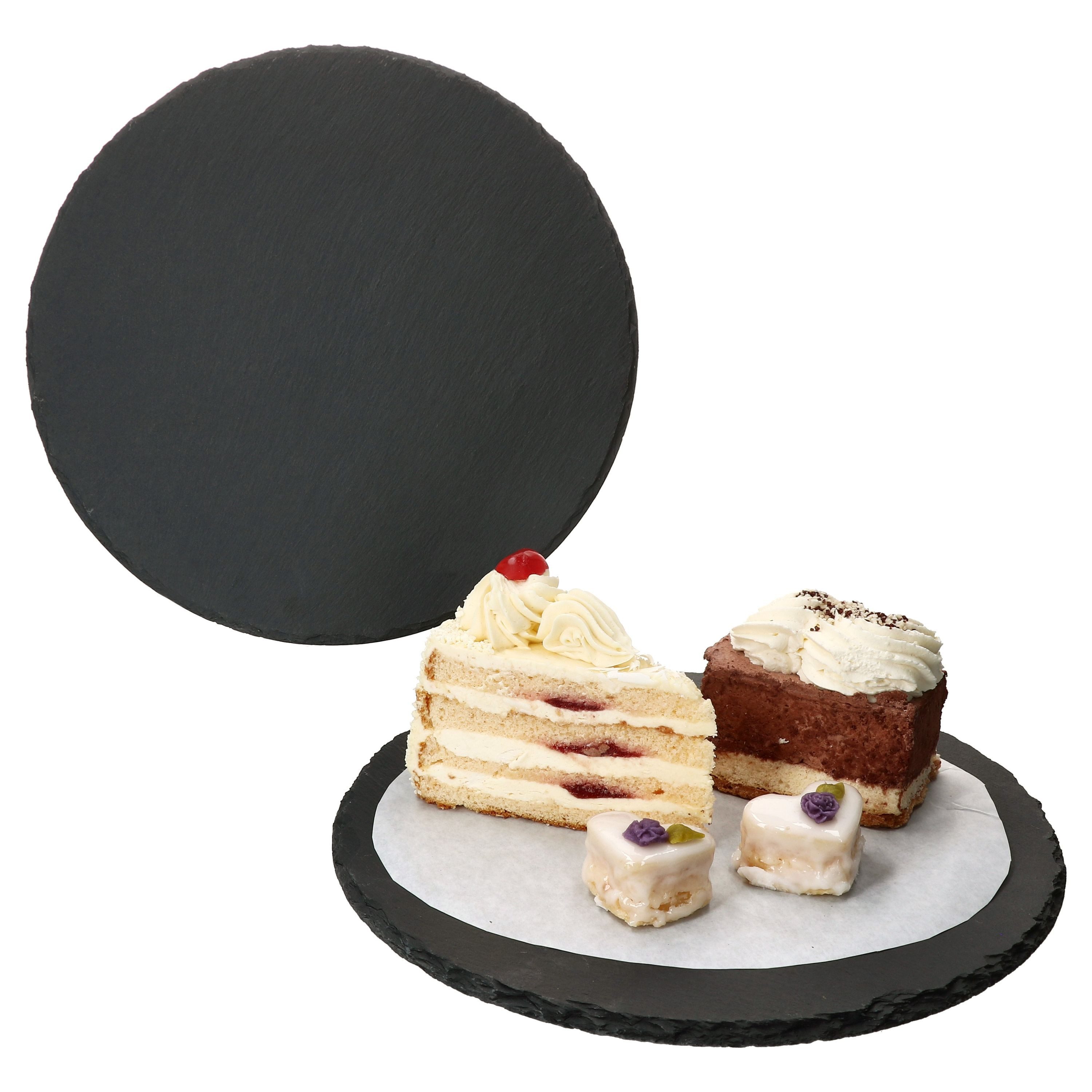 MamboCat Servierplatte 2x Schieferplatten rund Ø30cm Untersetzer Pizza-Teller Servierplatte, Schiefer
