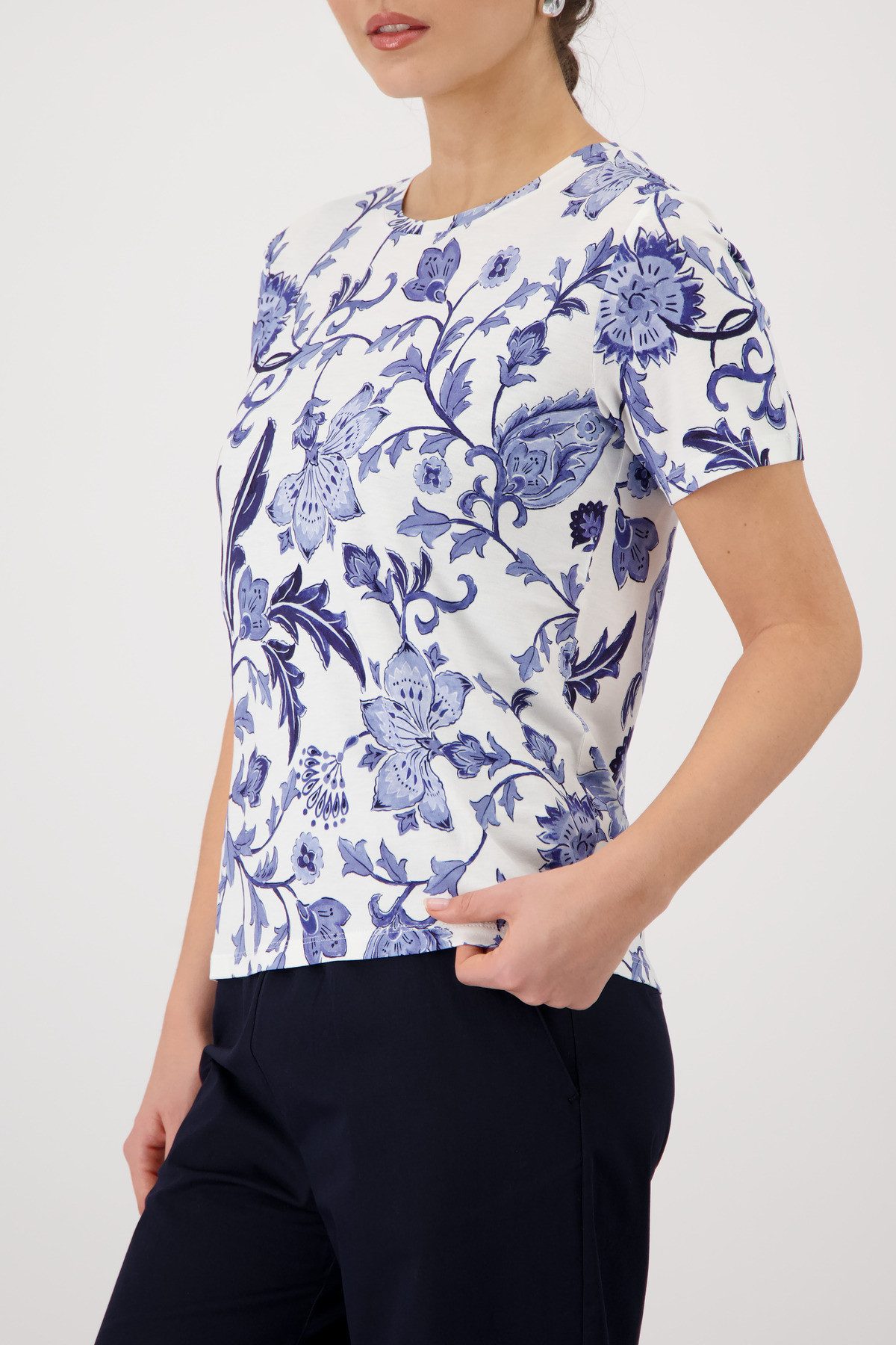 Monari Rundhalsshirt mit Blumendruck
