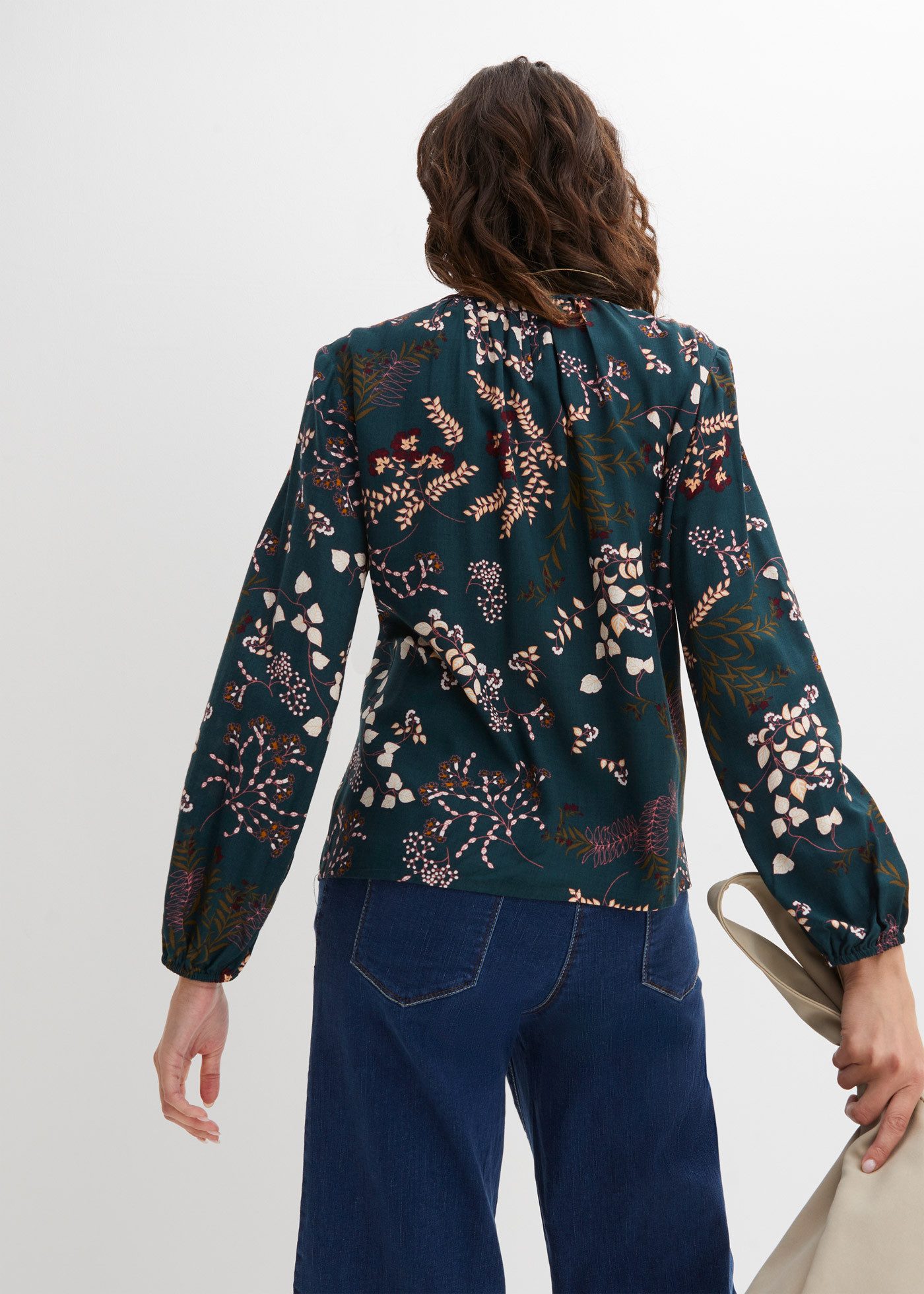 bonprix Druckbluse bequeme Passform, aus Viskose, Schlitz mit Knopfverschluss im Rücken