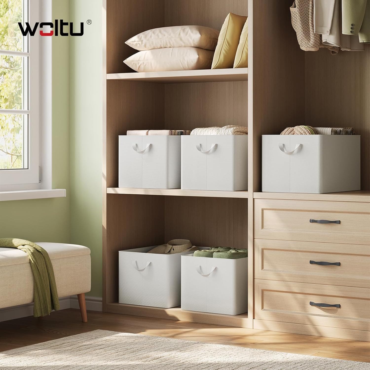 Woltu Aufbewahrungsbox (3 St), mit Griffen, für Schlafzimmer, Arbeitszimmer günstig online kaufen