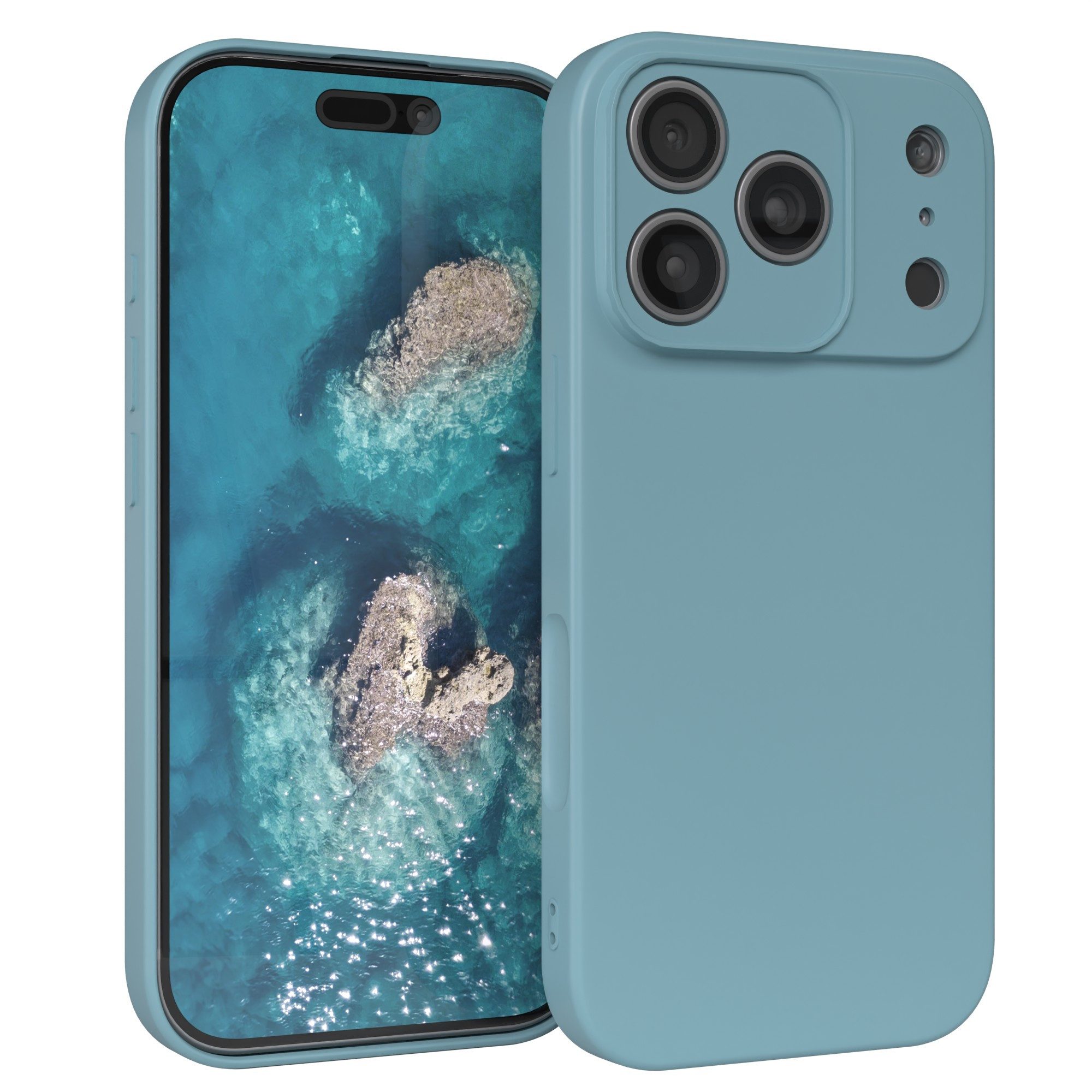 EAZY CASE Handyhülle für Apple iPhone 17 Pro Hülle Silikon 6,3 Zoll, TPU Silikon Bumper Case stoßfest Slimcover Schutzhülle Etui Blaugrün