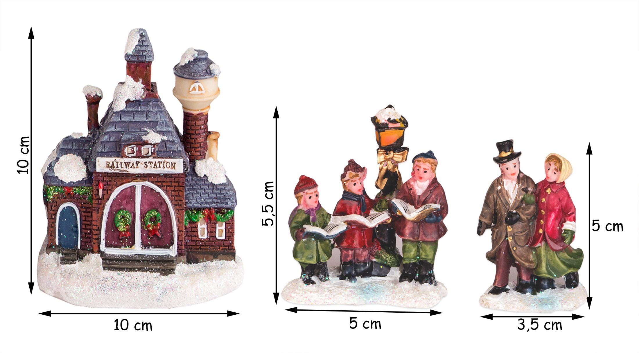 Koopman 9-teilig mit & Figurenpaare 4 Beleuchtung Häuser 5 Weihnachtsstadt Weihnachtsdorf