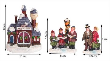 Koopman Weihnachtsstadt Weihnachtsdorf mit Beleuchtung 9-teilig 5 Häuser & 4 Figurenpaare