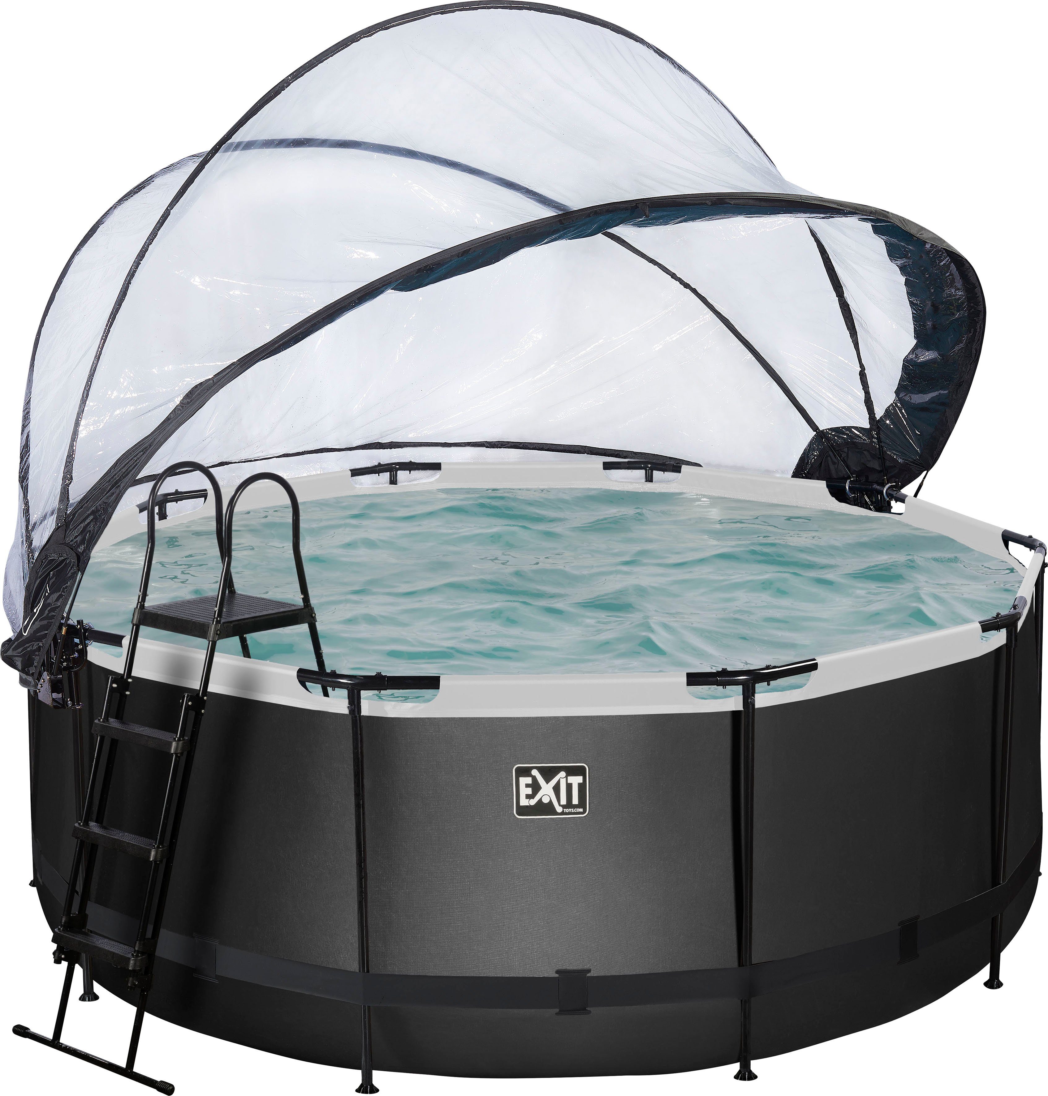 EXIT Framepool inkl. multifunktionaler Abdeckung und Wärmepumpe (Set, 5-tlg), ØxH: 360x122 cm, mit Sandfilteranlage, Wärmepumpe, Sicherheitsleiter