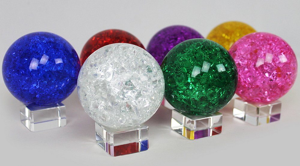 Deko-Glas Glaskugel Effekt Kugel auf Sockel Vollglas Splittereffekt