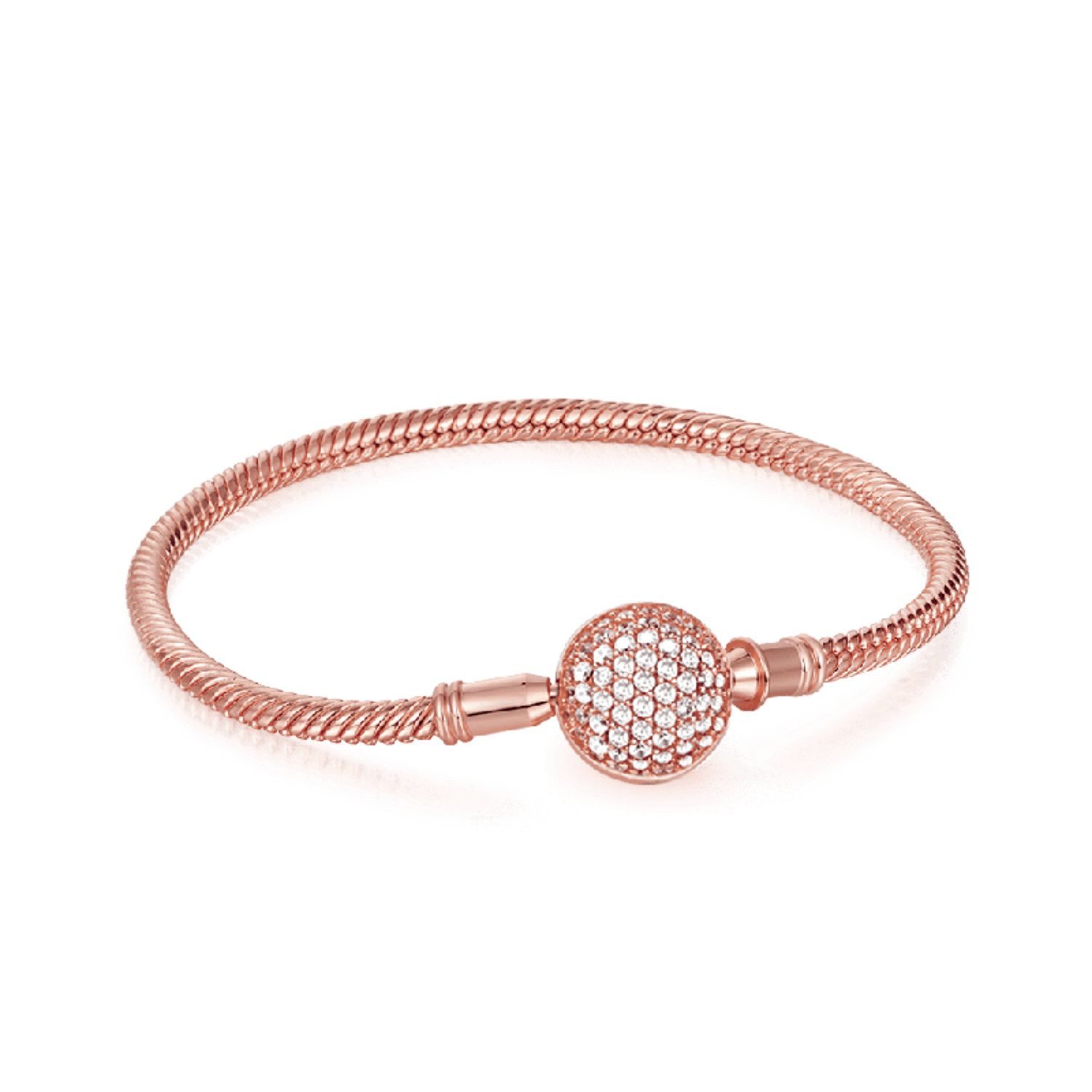 Gnoce Perlenarmband Gnoce Armband Kugelverschluss mit Zirkonia CLB012-21 rosévergoldet