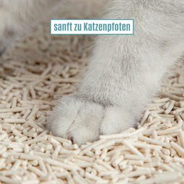 Versapet Katzenstreu Naturstreu Tofu Katzenstreu Klumpstreu 4 x 4,6 kg (40 Liter) + Schaufel