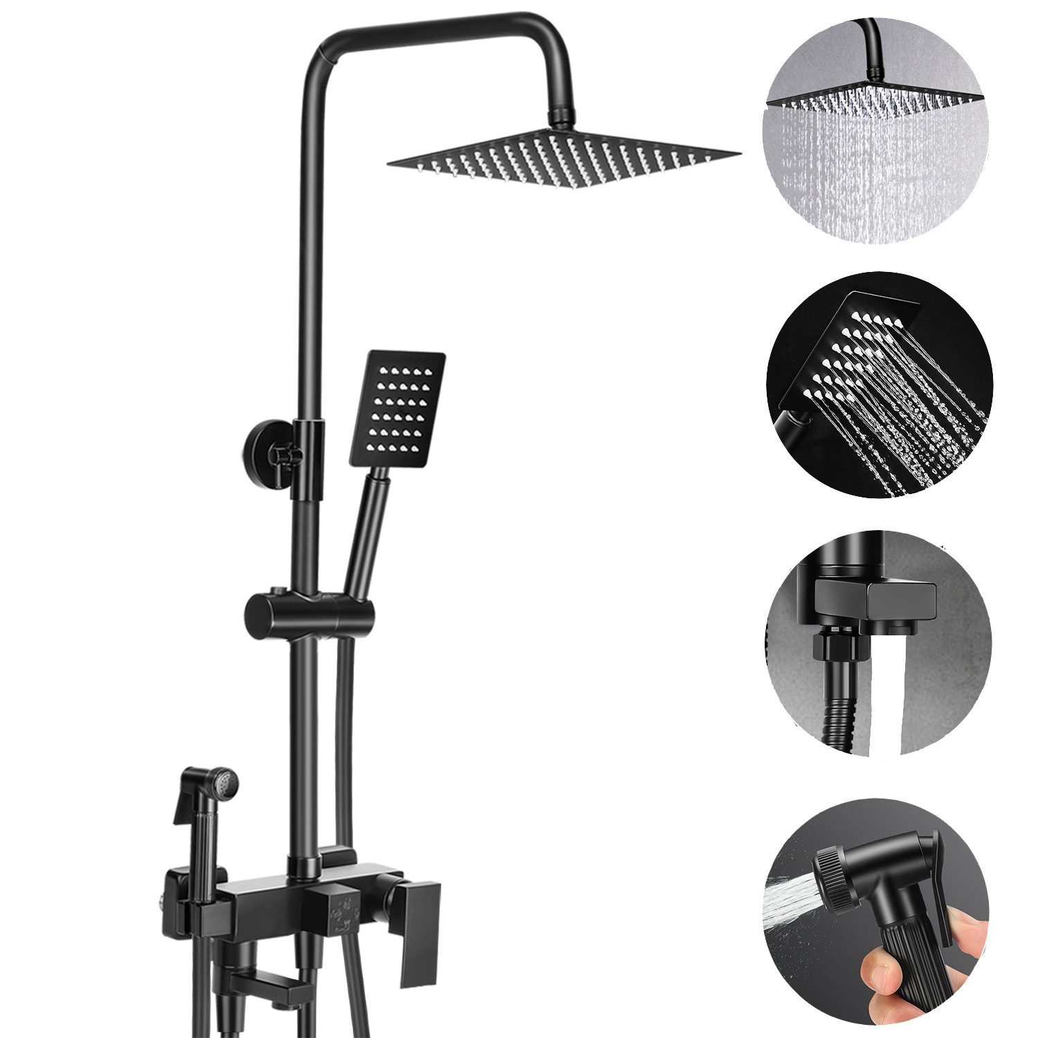 LOVONLIVE Duschsystem Edelstahl Duschstange Set Messing Wasserhahn Duschset günstig online kaufen