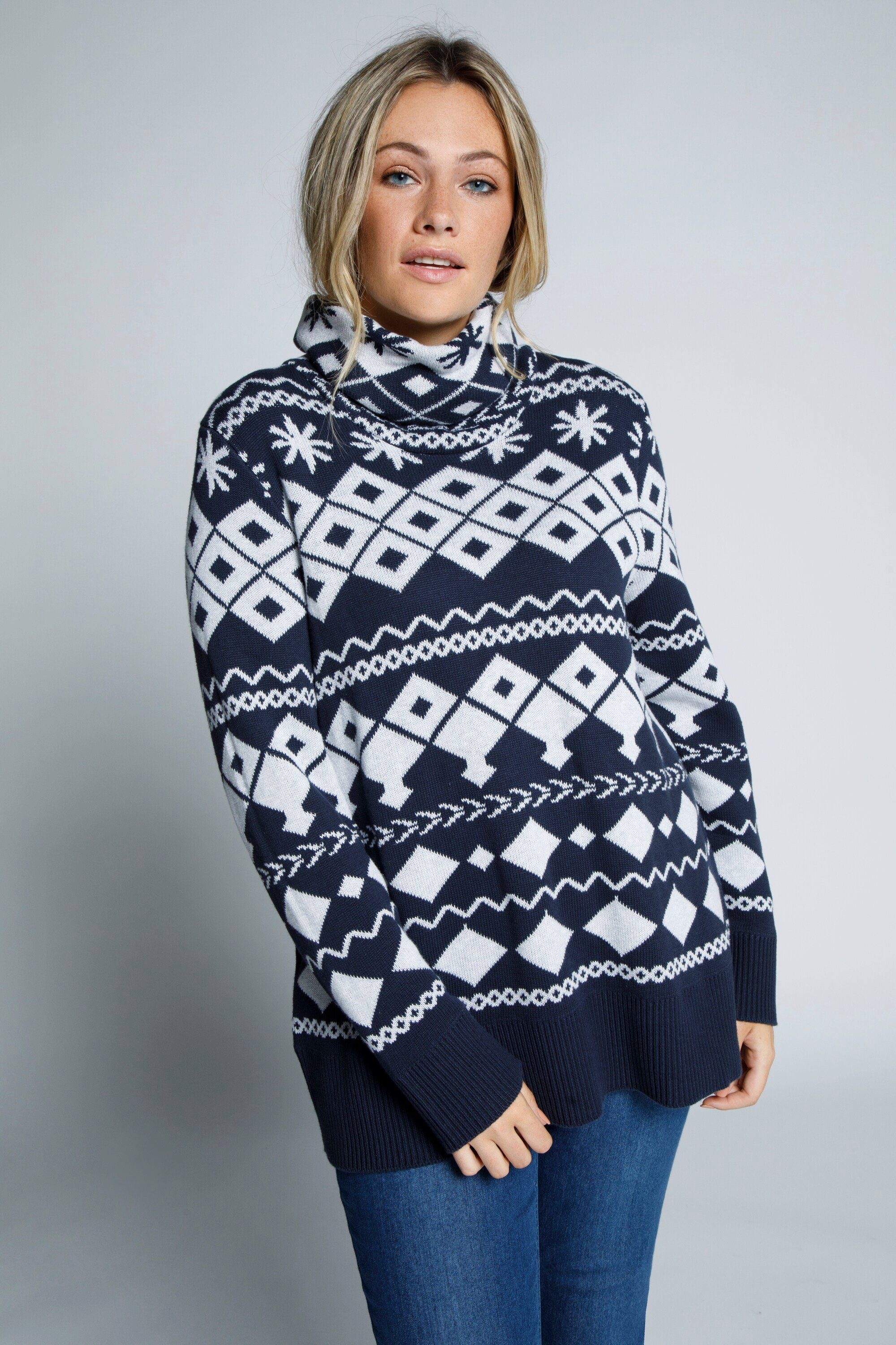 Ulla Popken Sweatshirt Norweger-Hoodie Stehkragen Langarm Biobaumwolle. € 69,99