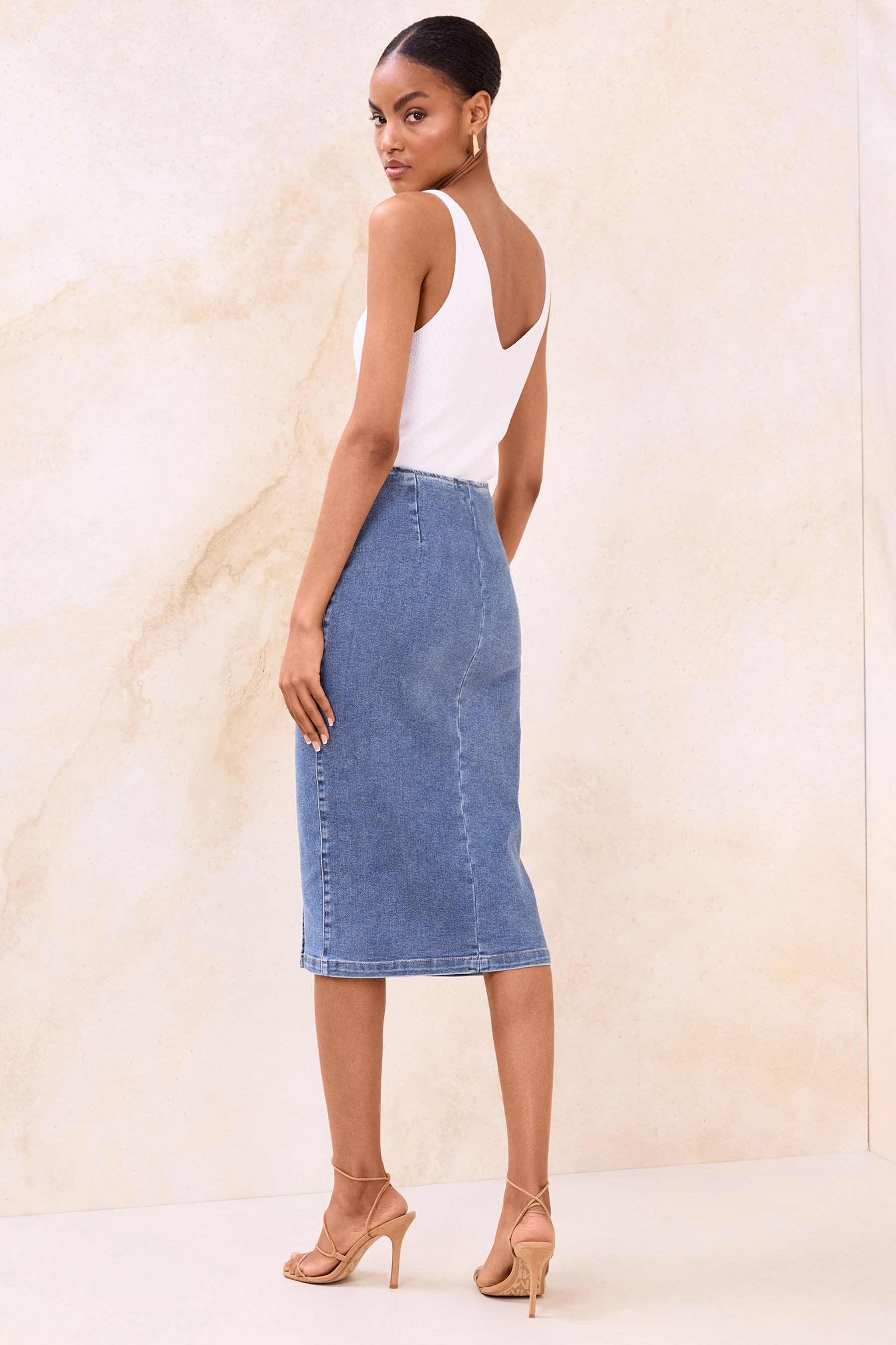 LIPSY Midirock Lipsy Midi-Wickelrock aus Denim, Regular (1-tlg) günstig online kaufen