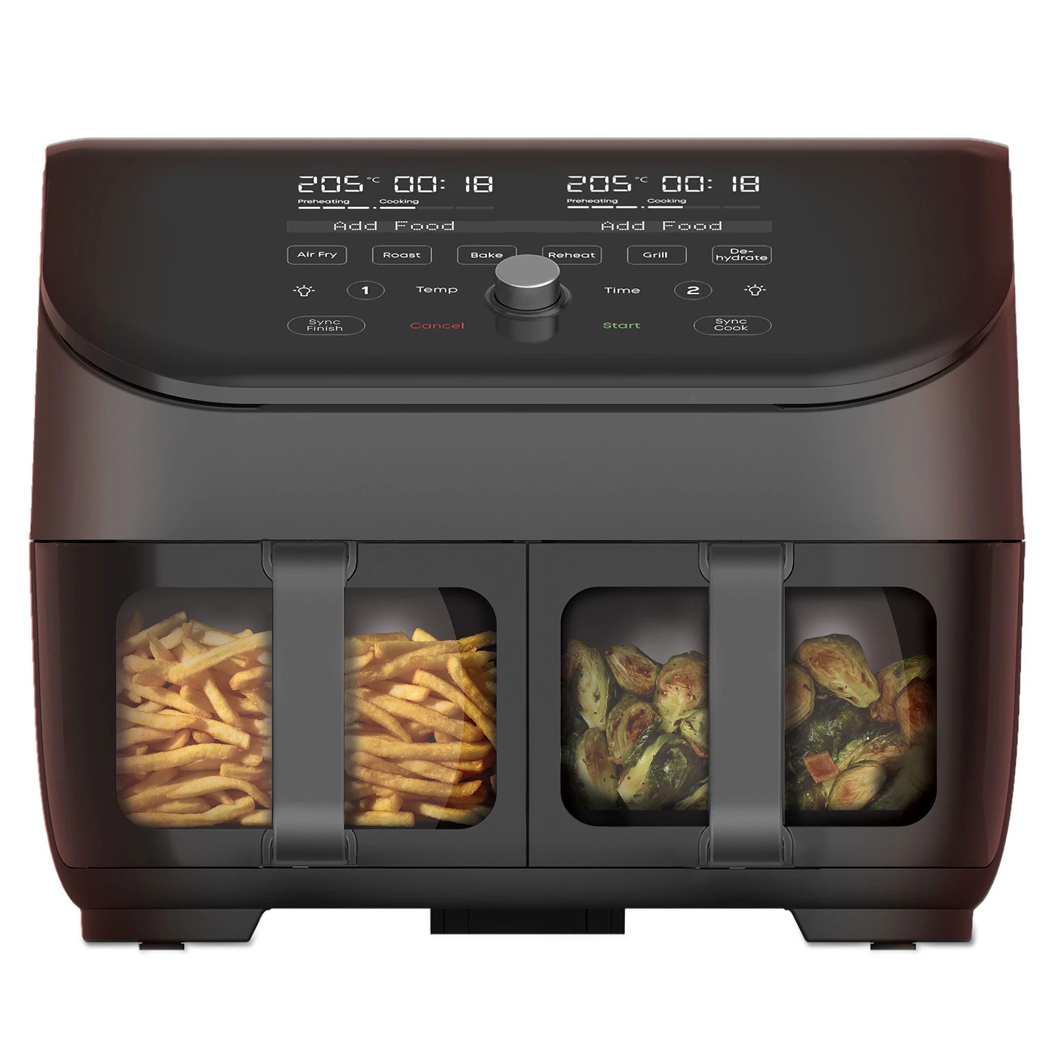 Instant Pot Heißluftfritteuse Vortex Plus Dual Korb Airfryer 8in1 ClearCook Sichtfenster schwarz, 1700 W, digitales Display, 8 Kochprogramme, ClearCook Technologie, zwei Körbe