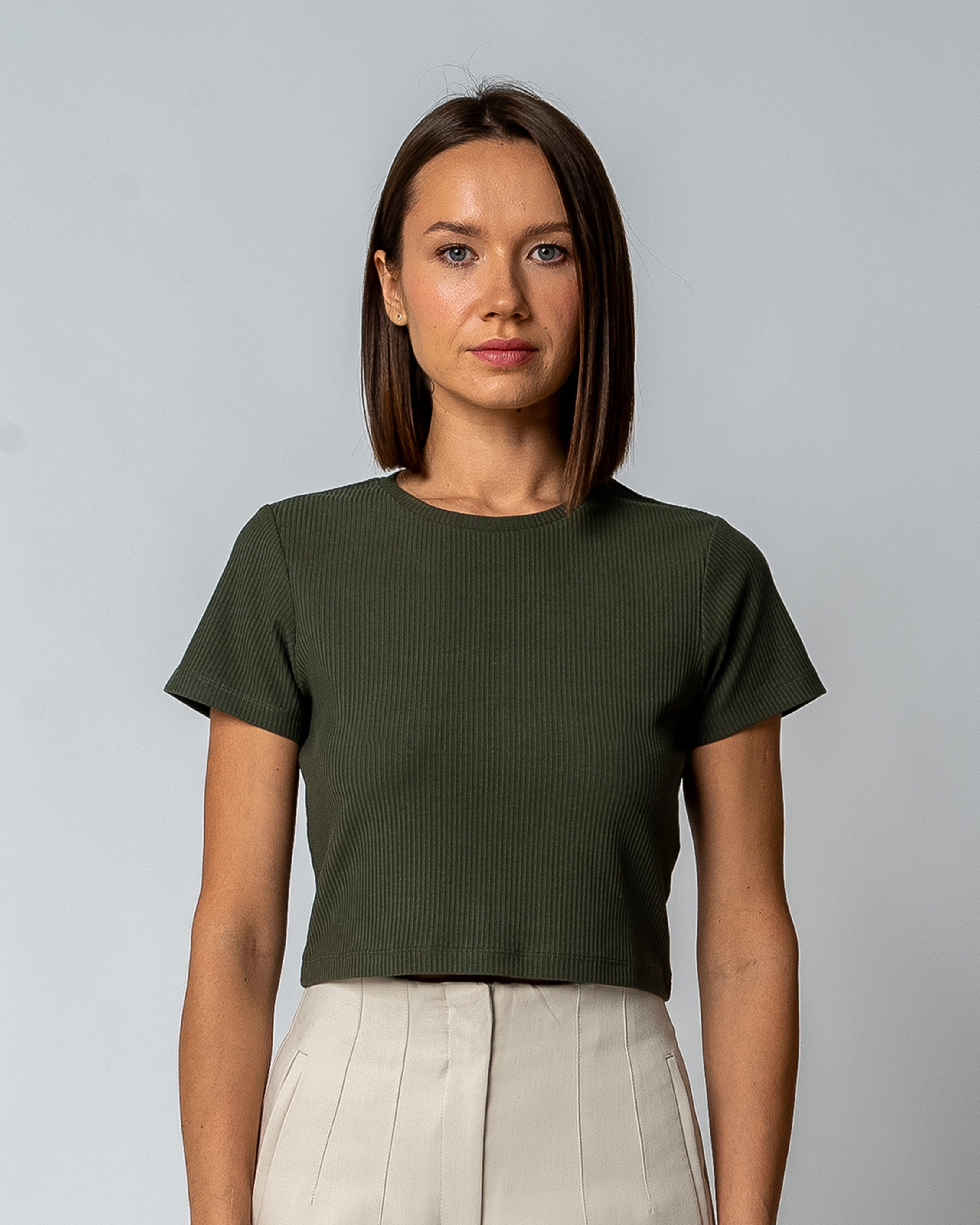 GORG Kurzarmshirt Damen Geripptes Cropped T-Shirt günstig online kaufen
