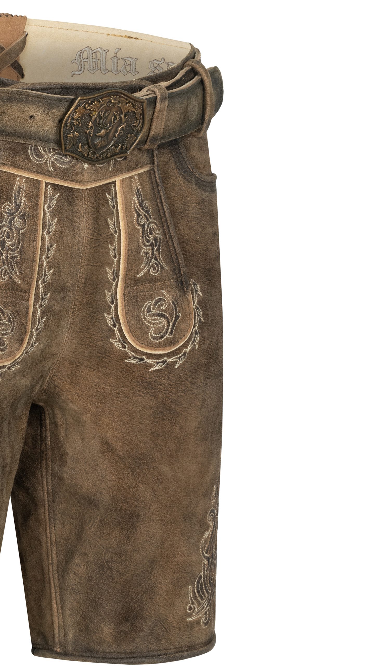 Nübler Trachtenlederhose Lederhose kurz Wilster in Braun - beige von Nübler.
