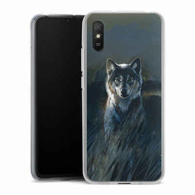DeinDesign Handyhülle Wolf Natur Malerei Wolf 2, Xiaomi Redmi 9A Silikon Hülle Bumper Case Handy Schutzhülle