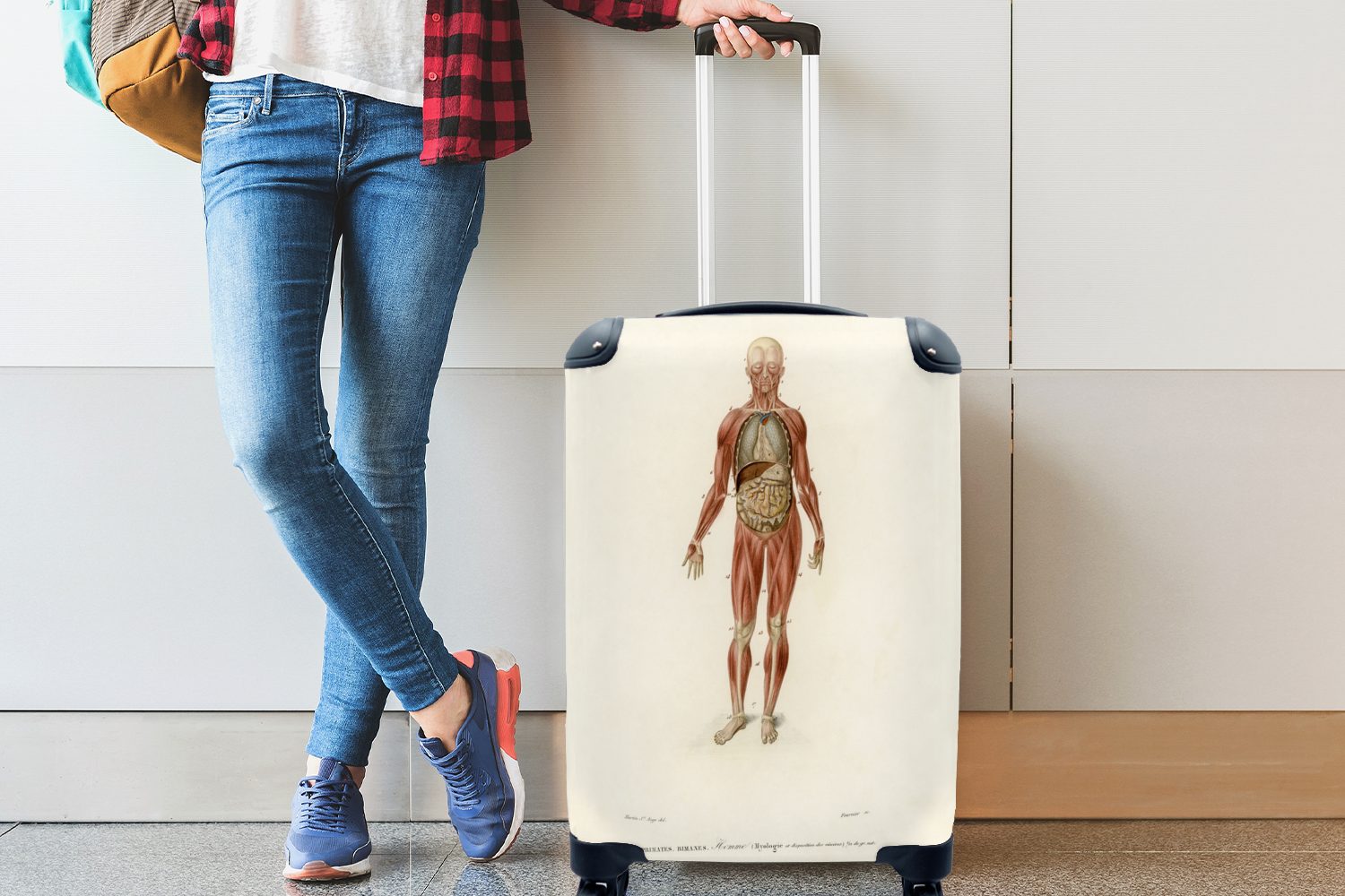 Körper Rollen, - 4 rollen, MuchoWow Reisetasche Reisekoffer Handgepäck Anatomie Handgepäckkoffer - für Mensch, Trolley, mit Ferien,