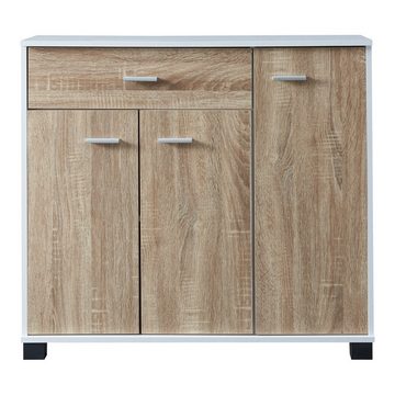 en.casa Sideboard, »Bobeck« 72x80x28cm Weiß / Eiche