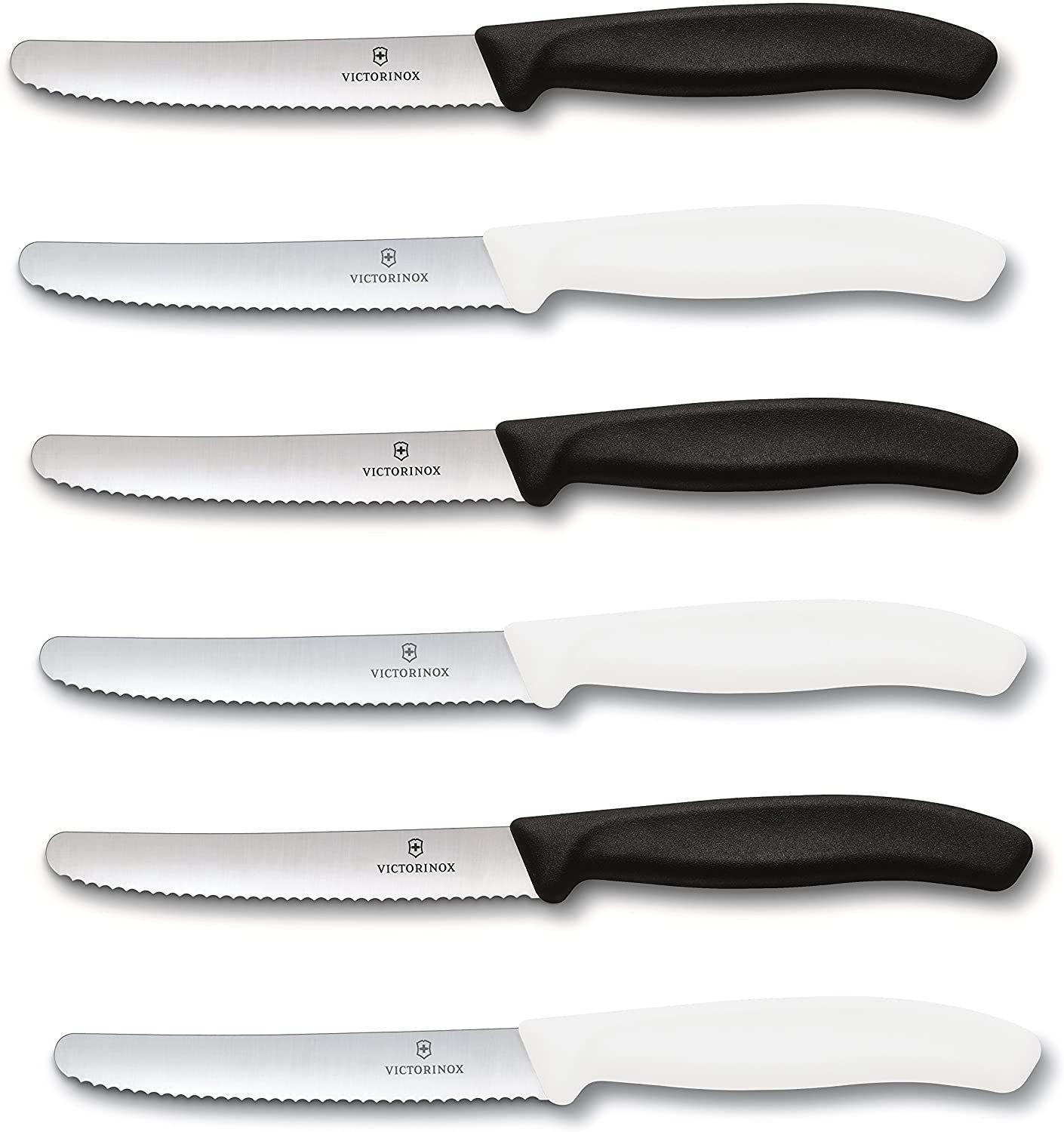 Victorinox Столовый нож Swiss Classic Schwarz Weiß Томатный нож Brotzeitmesser (6 Stück)