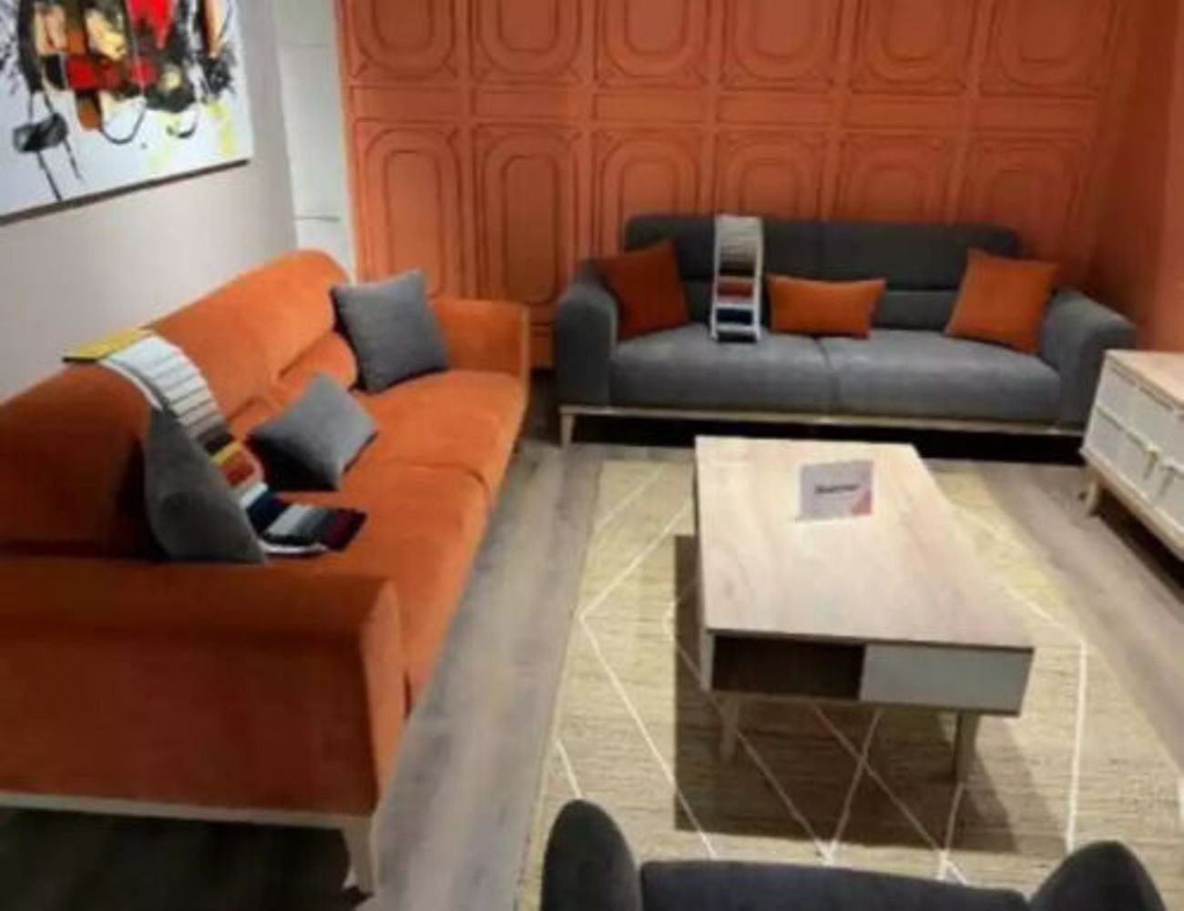 JVmoebel 3-Sitzer Dreisitzer Sofa 3 Klassisches Sitzer Stoff 1 Teile, Italy Neu, Couch in Stoffsofa Made Orange