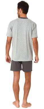 Normann Pyjama Herren Shorty Pyjama kurzarm mit zeitlosem Minimal-Print - 66623