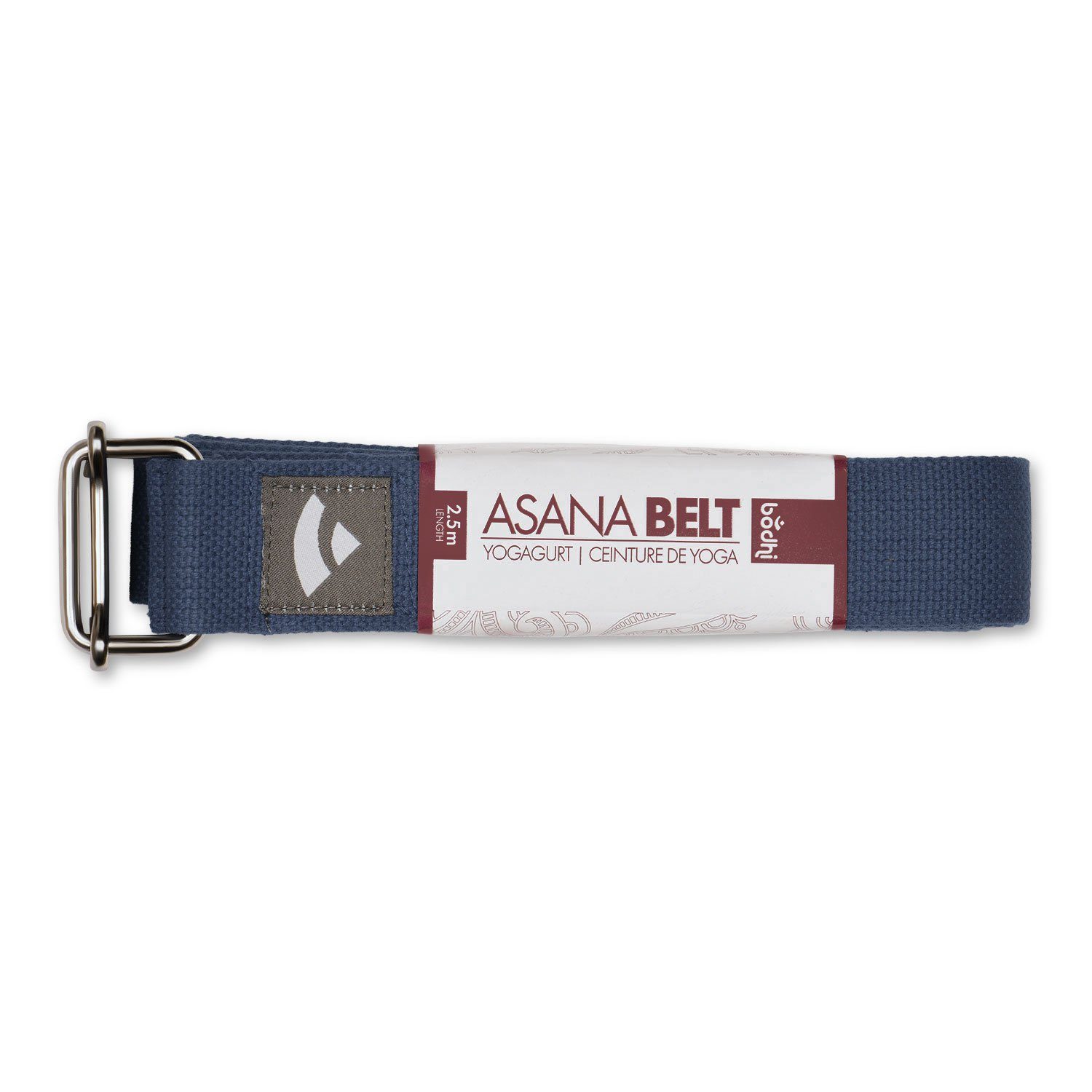 bodhi Yogamatte Yogagurt mit Schiebeschnalle ASANA BELT 2,5m, Metall dunkelblau
