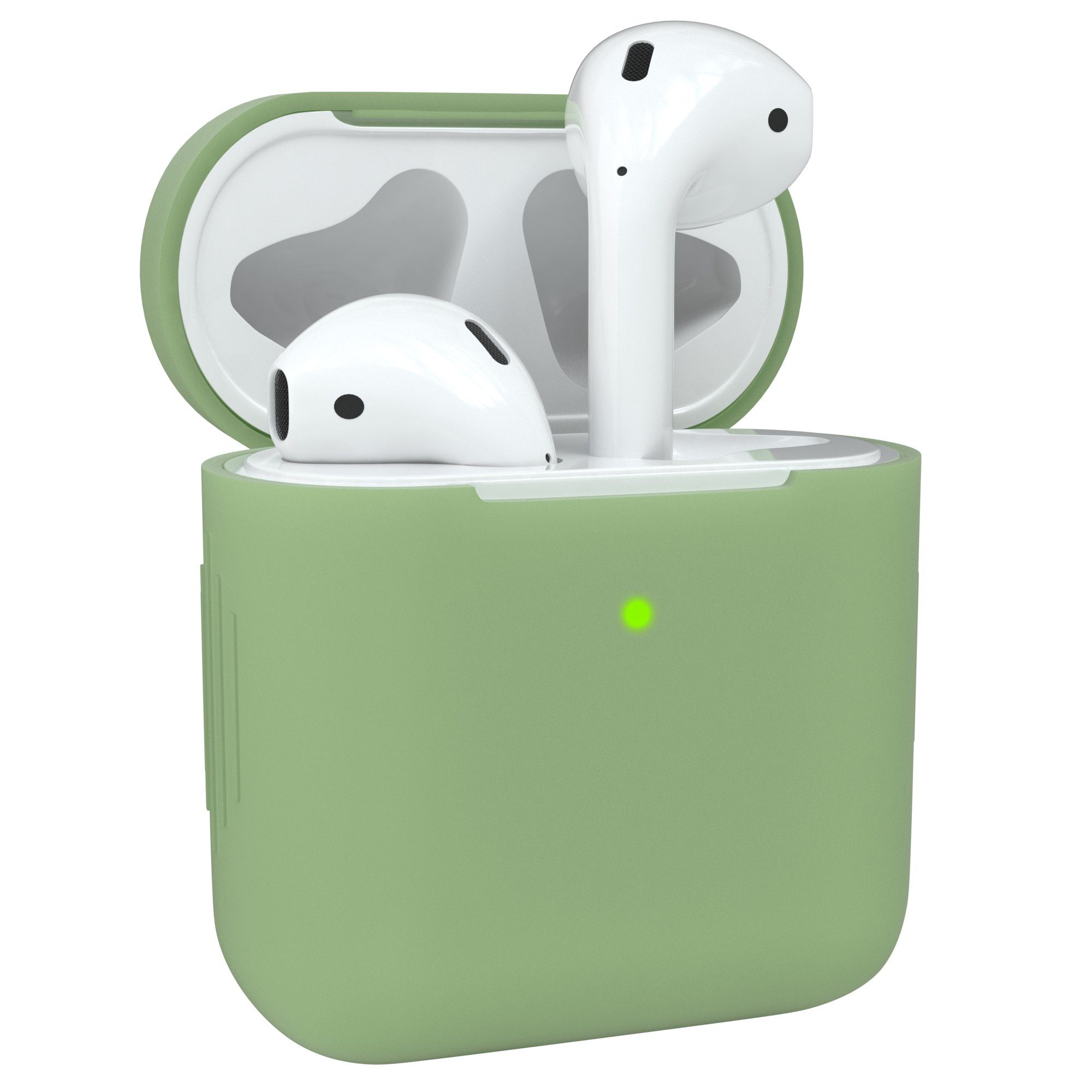 EAZY CASE Kopfhörer-Schutzhülle Silikon Hülle kompatibel mit Apple AirPods 1 & 2, Box Schutzhülle Hülle für Airpods Fullcover Silikoncase Olive Grün