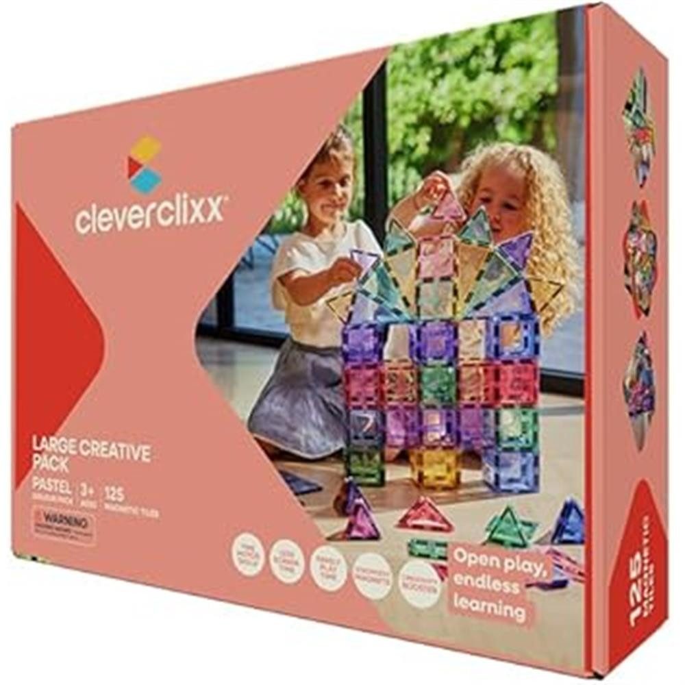 Cleverclixx Cleverclixx Kugelbahn-Kompakt-Bausatz in Knallfarben 60 Teile Magnetspielbausteine, Erweiterungsset, langlebiges Magnetspielzeug, robuste Bauweise