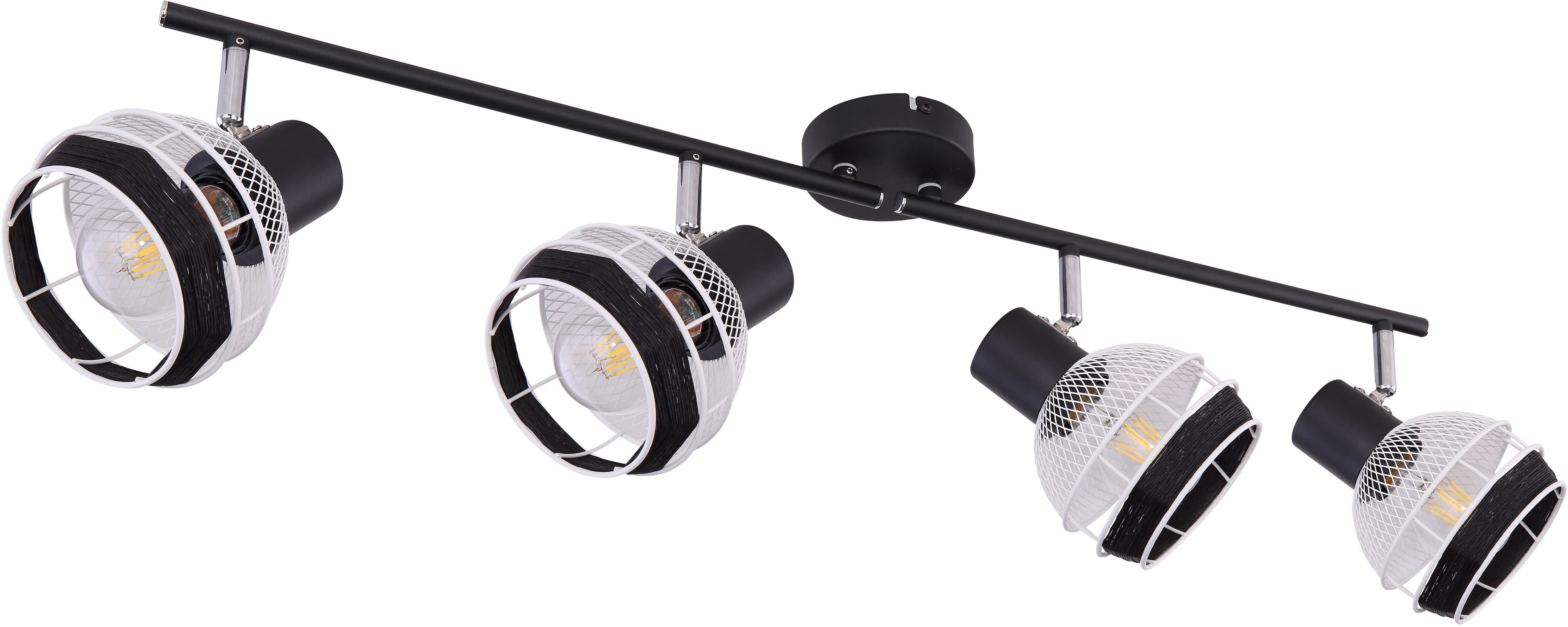 GLOBO LIGHTING Deckenstrahler GRIDDY, ohne Leuchtmittel, Deckenstrahler/schwarz-weiß/Hanf schwarz/Flur/Wohnzimmer