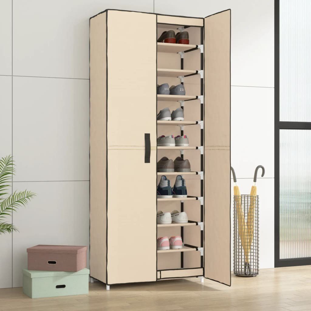 furnicato Schuhschrank Creme 60x30x166 cm Stoff günstig online kaufen