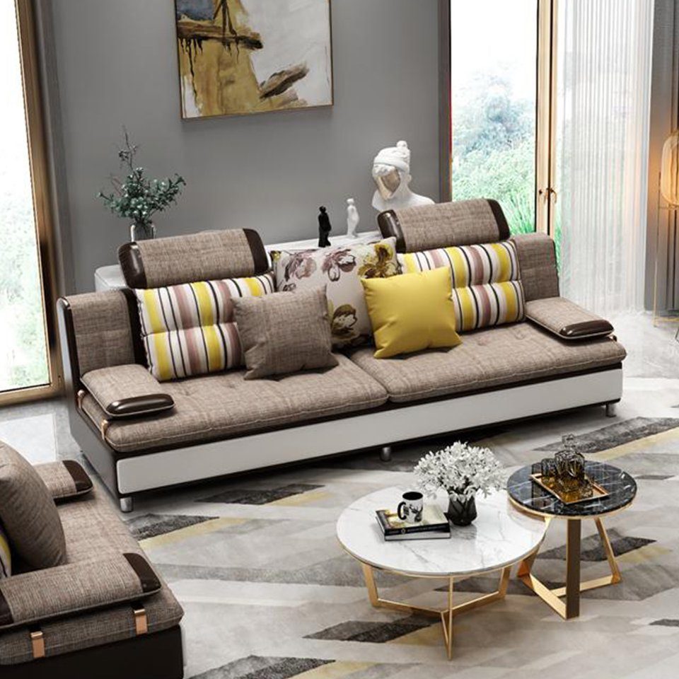 Dreisitzer Sofa Lounge Sitzer Sofa JVmoebel Made 3 Couch Design in Polster, Europe Möbel Braun