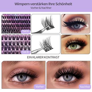 MAGICSHE Einzelwimpern 126 Falsche Wimpern Set,Natürlichedichte, Kunstwimpern,Einzelne Wimpern Extensions mit Wimpernkleber