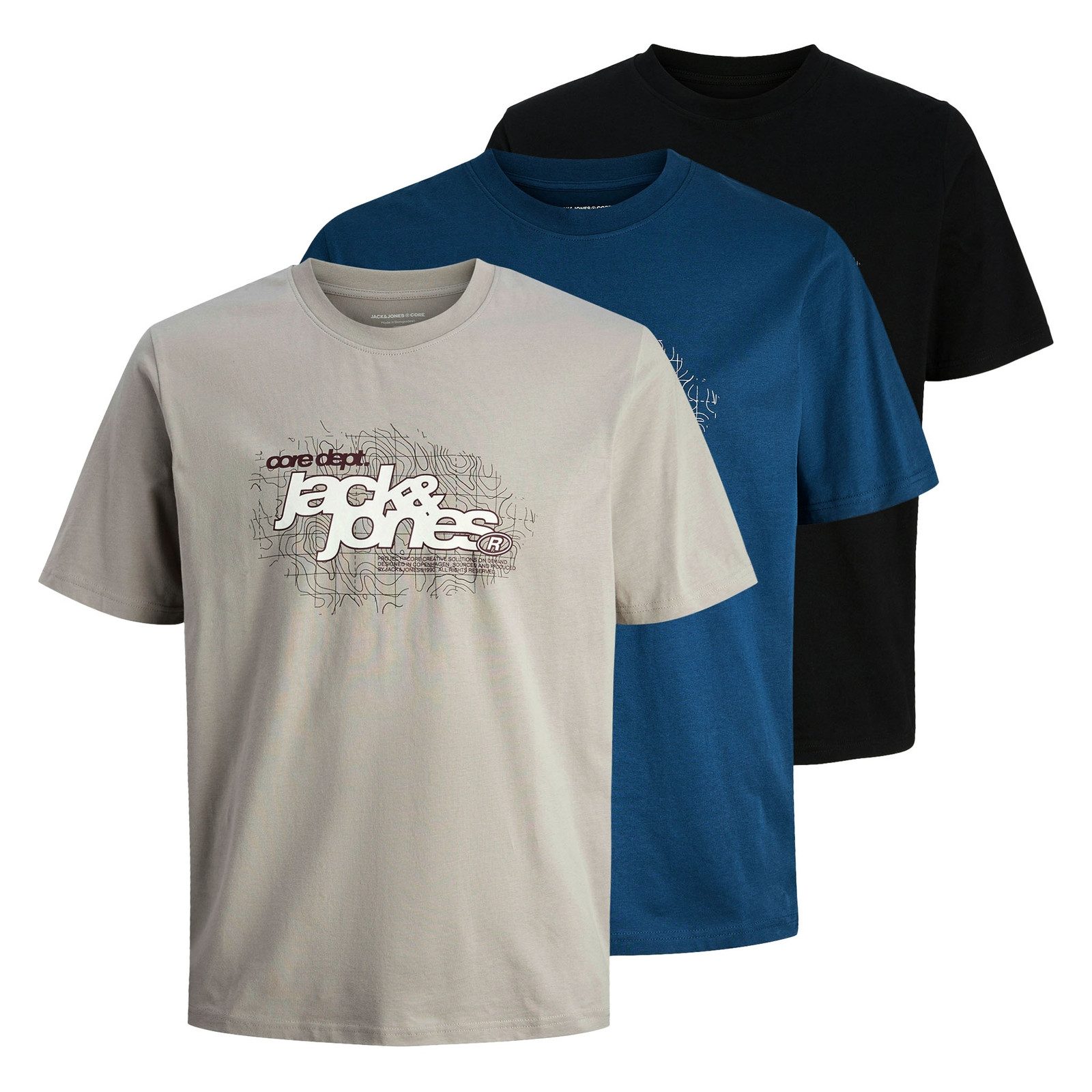 Jack & Jones T-Shirt 3er Pack JCOGRID Branding TEE SS Crew Neck MP mit Prin günstig online kaufen