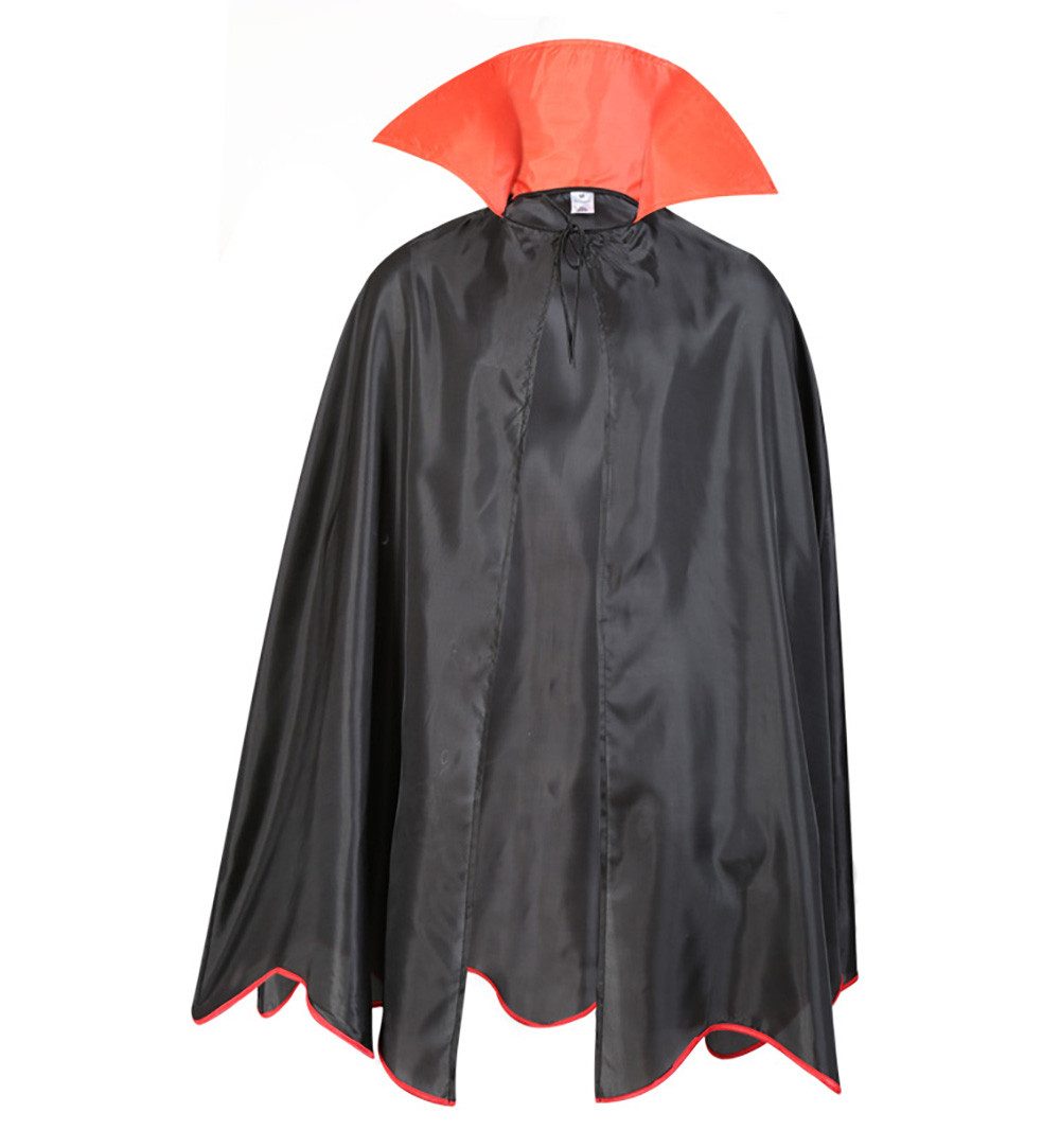Fries Vampir-Kostüm Dracula Vampir Umhang mit Stehkragen Schwarz Halloween Karneval