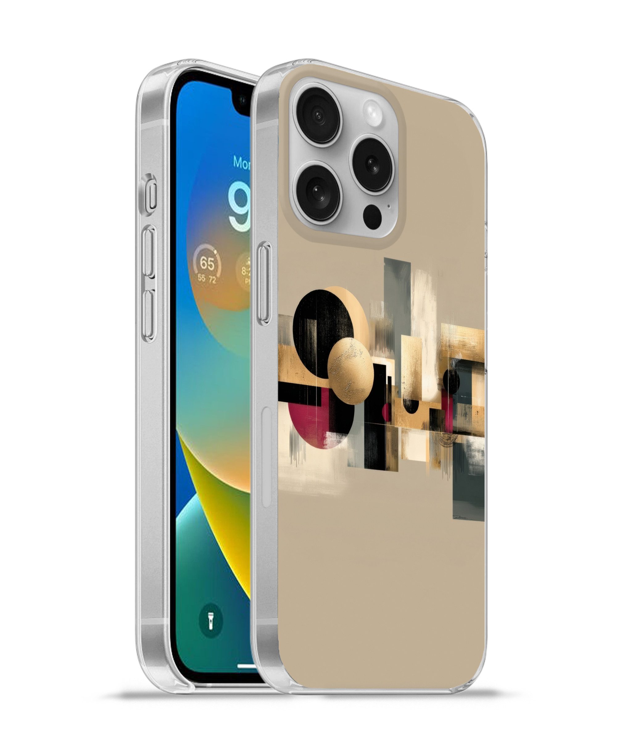 MuchoWow Handyhülle für Apple iPhone 16 Pro Abstrakt - Formen - Beige - Texturen, Smartphone-Bumper, Print, Handy Schutzhülle Dünn
